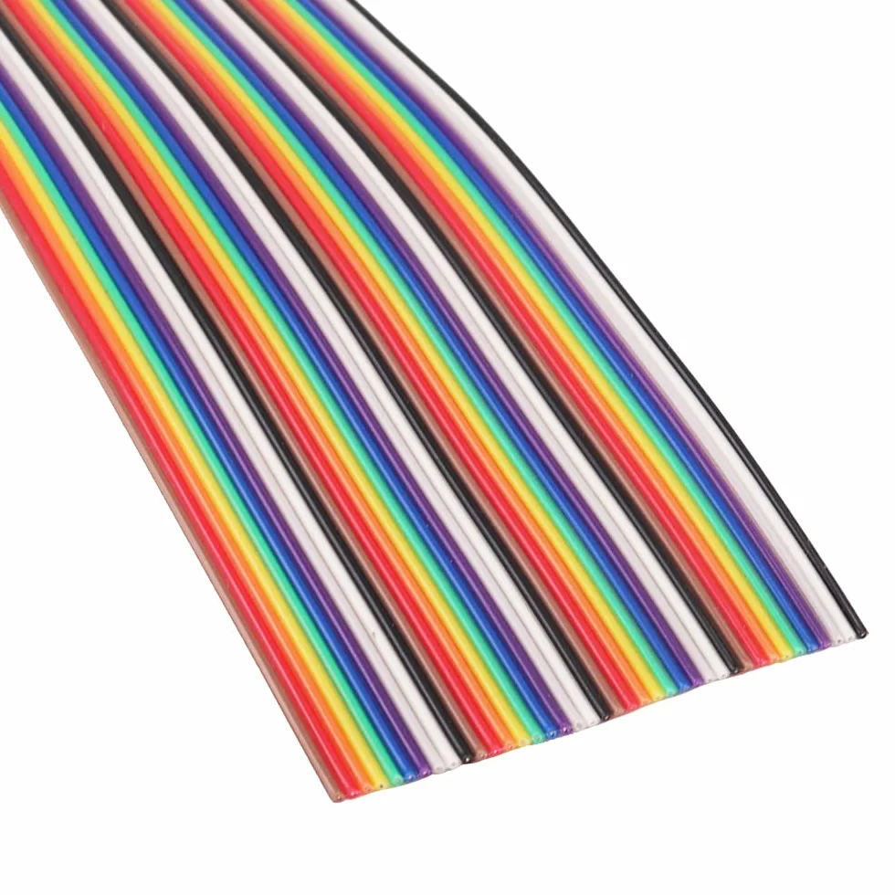 1 m 1,27 mm drut Dupont płaski wielokolorowy elastyczny 40-pinowy kabel krosowy z tęczową wstążką