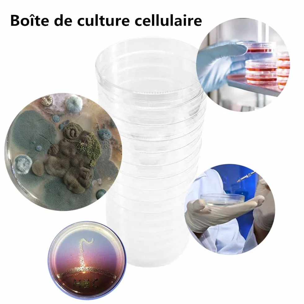 LATRAT 20 szt. Petri Dishes, sterylne plastikowe szalki Petriego, Petri steriles w/pokrywki do laboratorium hodowli komórek tkankowych, 90 mm