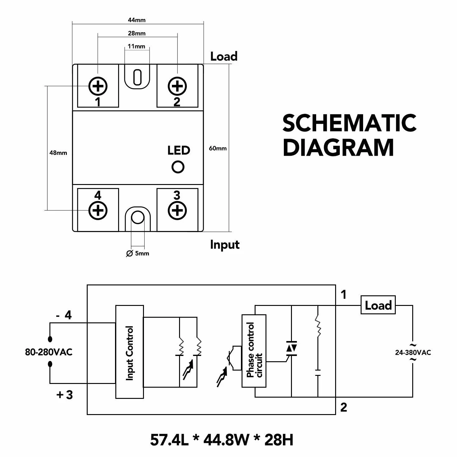 SSR-25DA Solid State Relay Single Phase 3-32V DC Input 24-380V AC