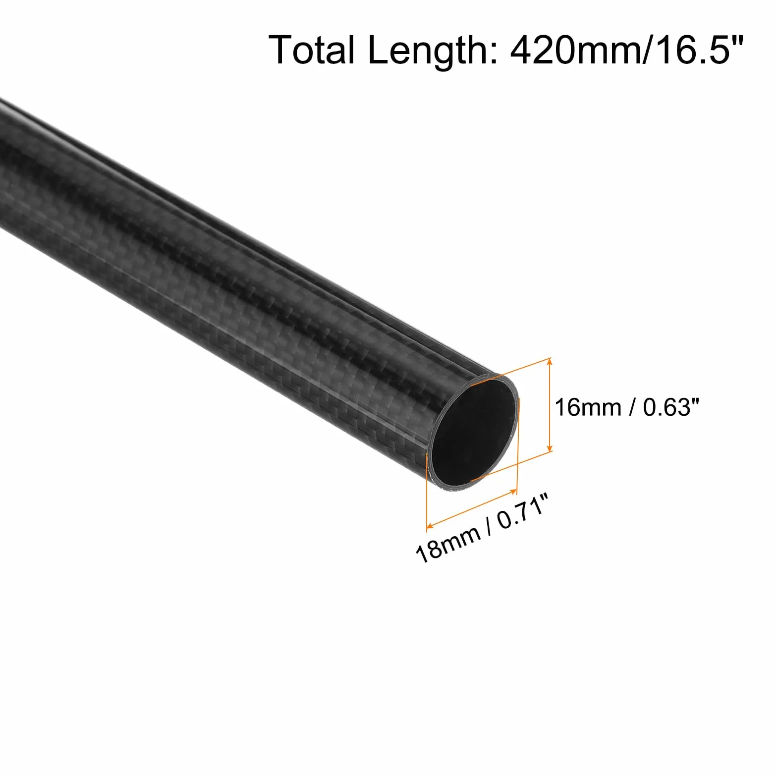QUARKZMAN 2 szt. rurek z włókna węglowego 16 x 18 x 420 mm gładka powierzchnia polerowany pręt węglowy nawinięty w rolkę okrągłe rury węglowe do samolotów RC Quadcopter, Multicopter