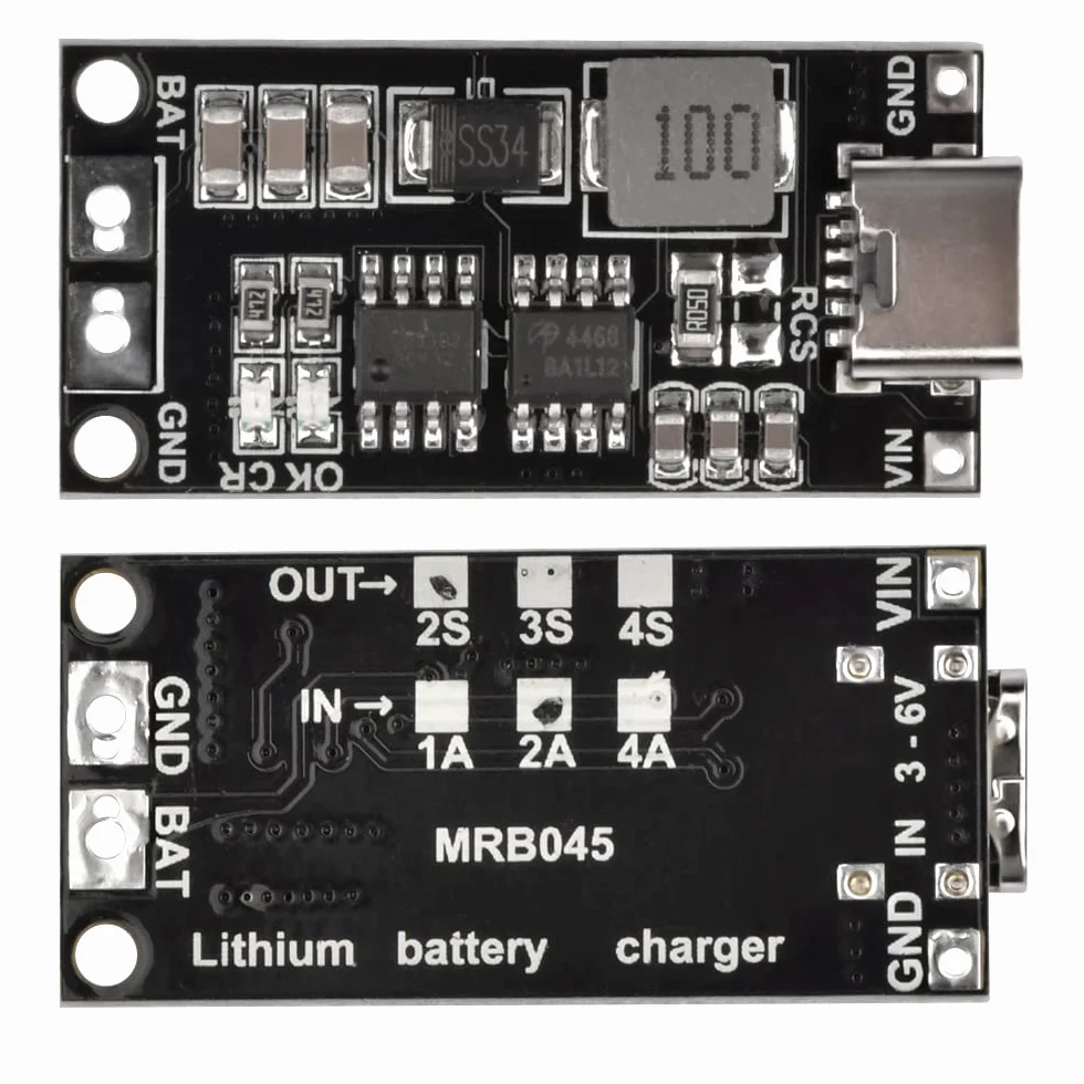 Adeept Typ C BMS 2S 2A 18650 21700 3,7 V płyta ładowania baterii litowej Step-Up Boost Li-Po polimerowa USB C do 8,4 V (2 szt.)