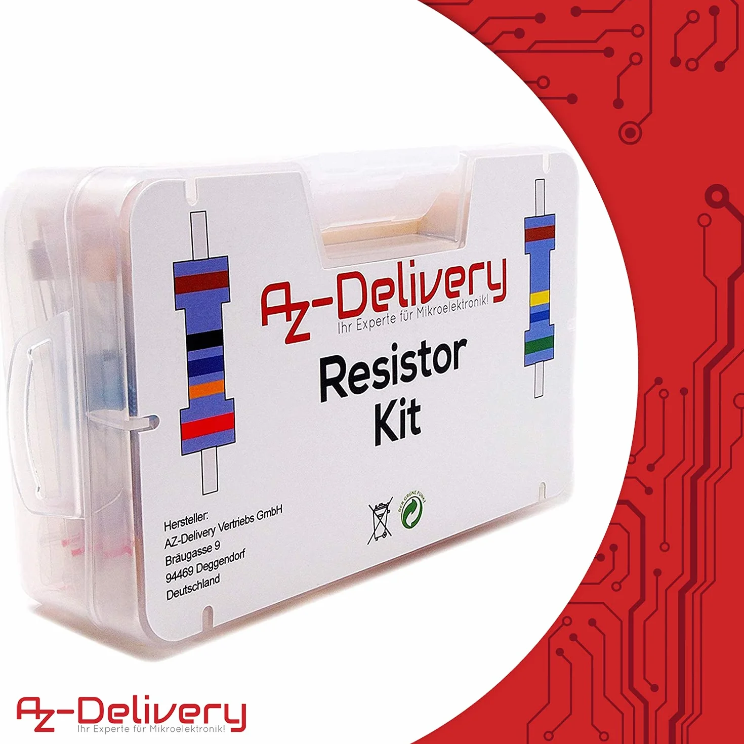 AZDelivery 5 x Rezystory Zestaw rezystorów 525 sztuk Asortyment rezystorów, 0 Ohm -1M Ohm kompatybilny z Arduino i Raspberry Pi w tym E-Book!