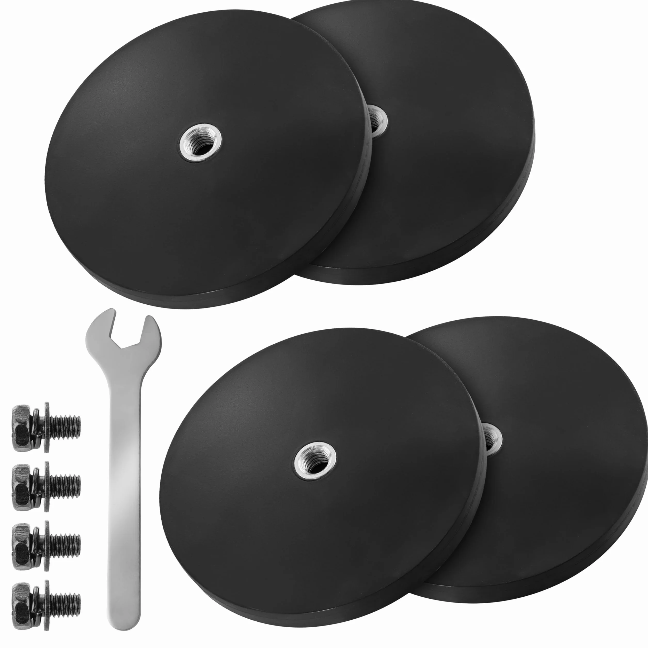 Poppstar 4 gumowe magnesy neodymowe 66 mm M6 siła udźwigu 20 kg