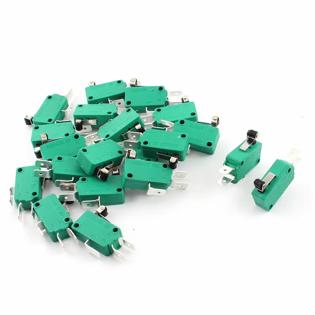 Ruilogod 20 sztuk KW3-OZ Micro Switch Switch Spdt Hinge Roller Dźwignia AC250V / 125V 15A