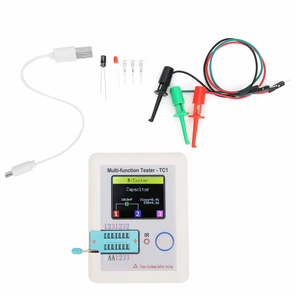 Multifunktionstransistortester, 3,5-Zoll-TFT-Bildschirm LCR-TC1 für Kondensatordioden Diodentester, LCR-TC1-Transistortester