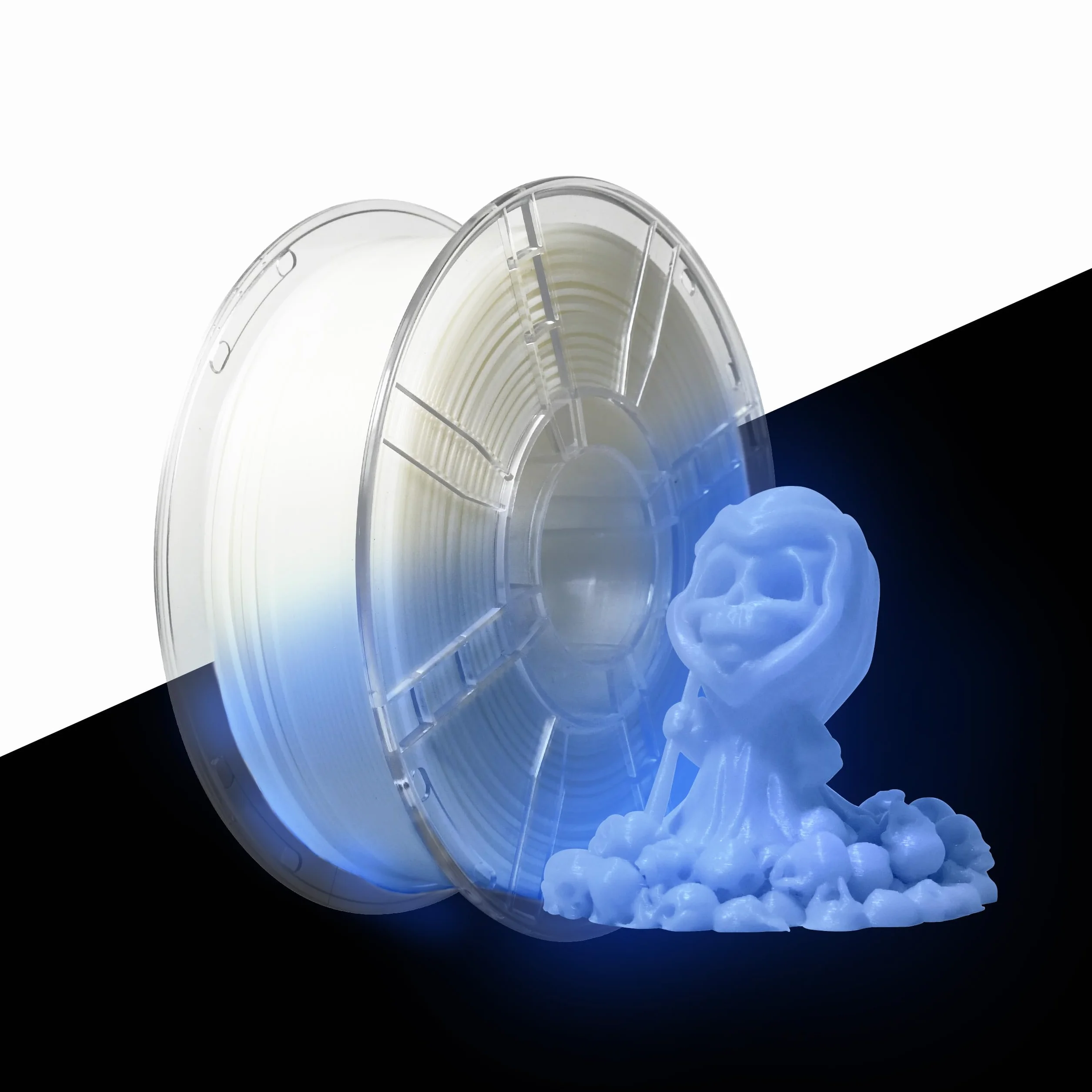 iBOSS PLA+ Filament PLA PLUS, drukarka 3D Filament PLUS, dokładność wymiarowa 1,75 mm +/- 0,02 mm, szpula 1 kg do druku 3D, świecący niebieski