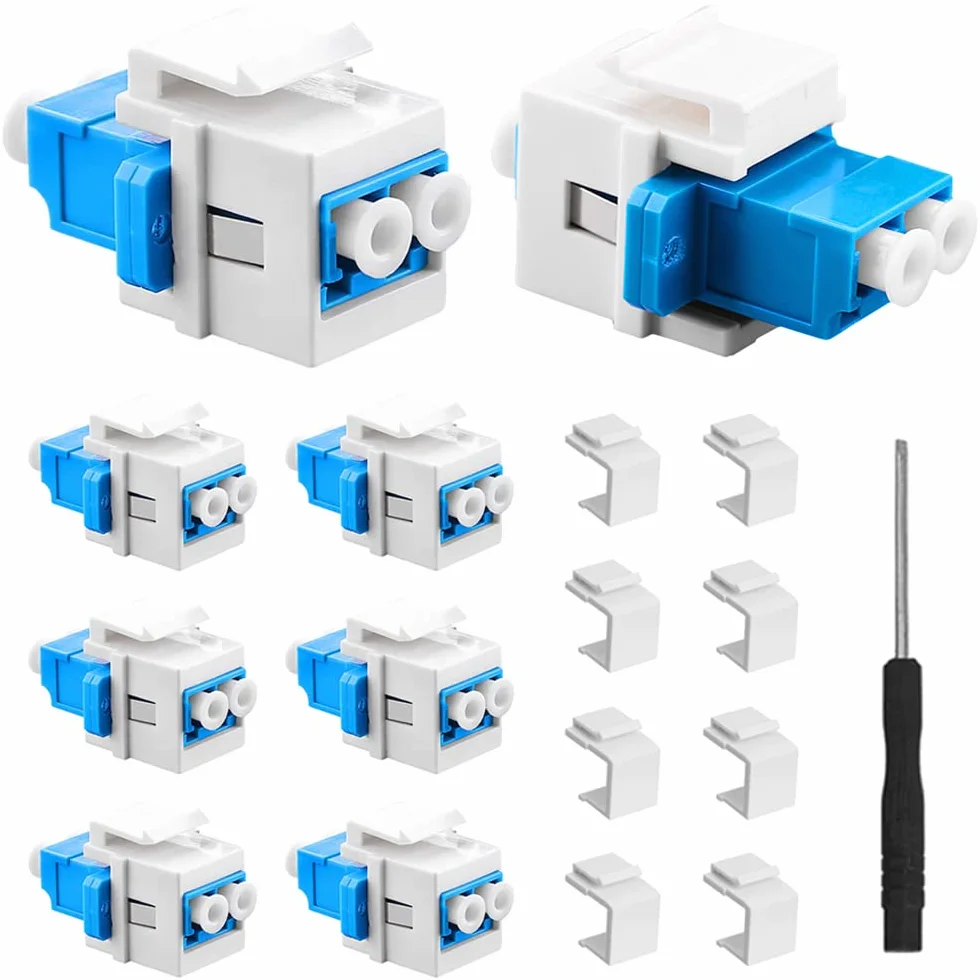 Duplex LC to LC F/F Coupler Keystone Jack, LC UPC Singlemode & Multimode Fiber Optic Adapter do paneli Patch Keystone i płyt ściennych, z pustymi gniazdami Keystone Jack Inserts, Screwdriver