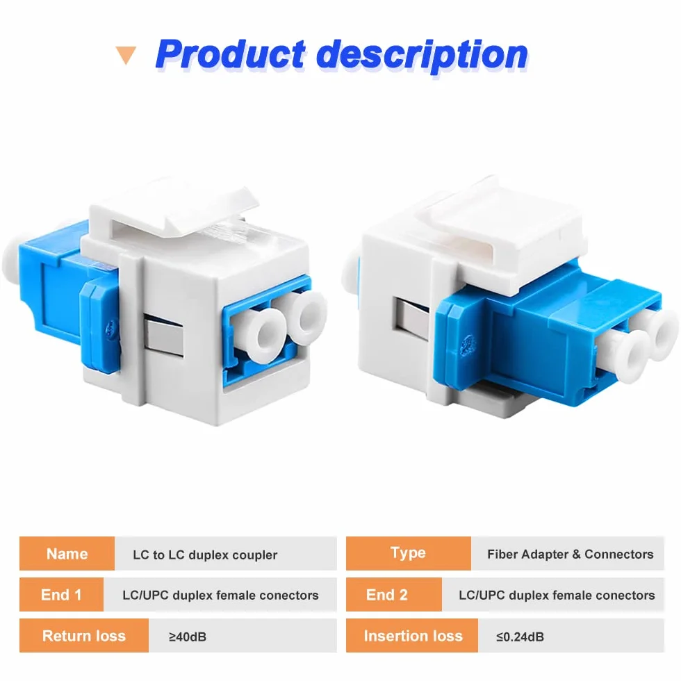 Duplex LC to LC F/F Coupler Keystone Jack, LC UPC Singlemode & Multimode Fiber Optic Adapter do paneli Patch Keystone i płyt ściennych, z pustymi gniazdami Keystone Jack Inserts, Screwdriver