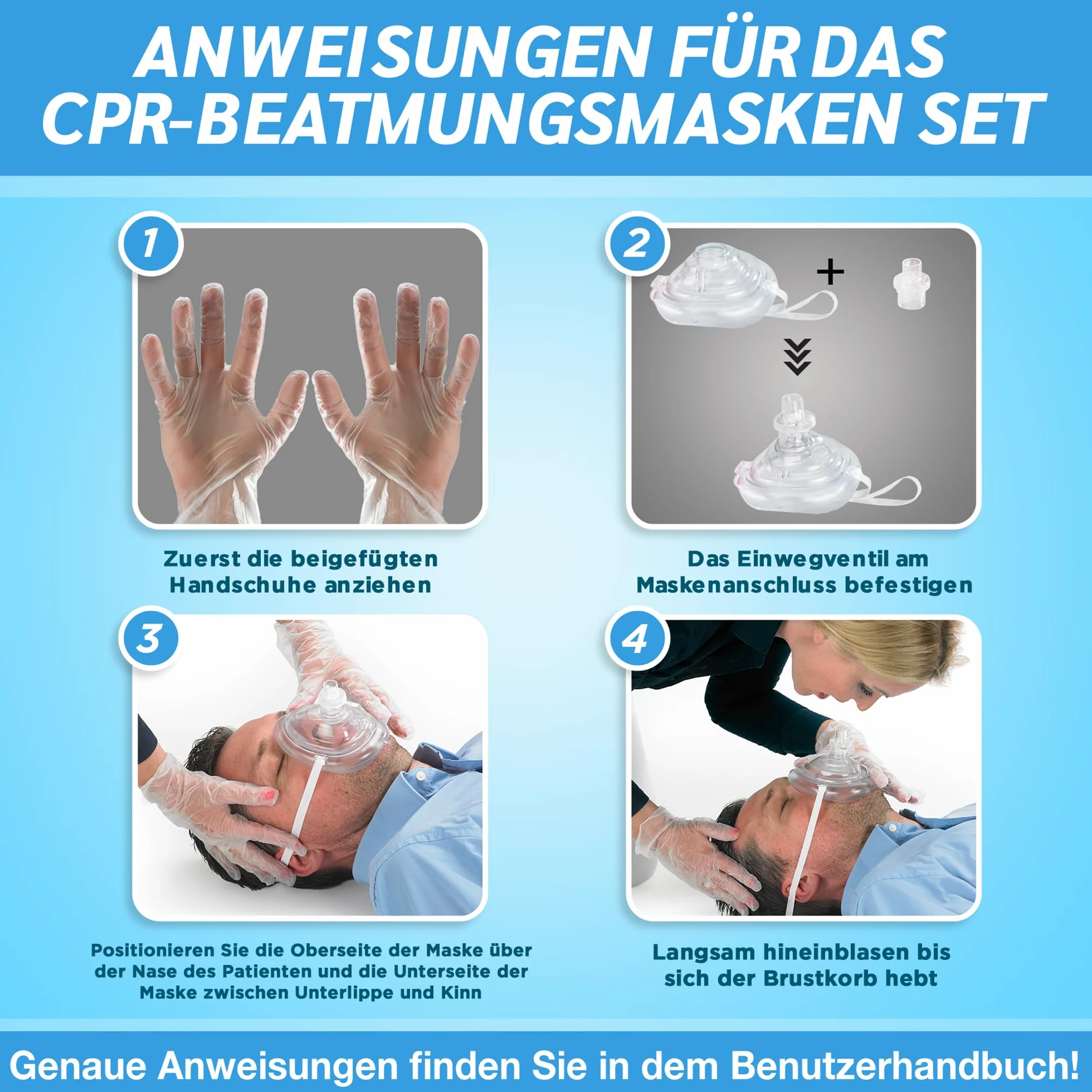 CPR maska do oddychania, zestaw pierwszej pomocy (2 sztuki) dla dorosłych/dzieci i niemowląt – maska kieszonkowa w miękkim etui (czerwona) z zaworem własnym i wlotem tlenu
