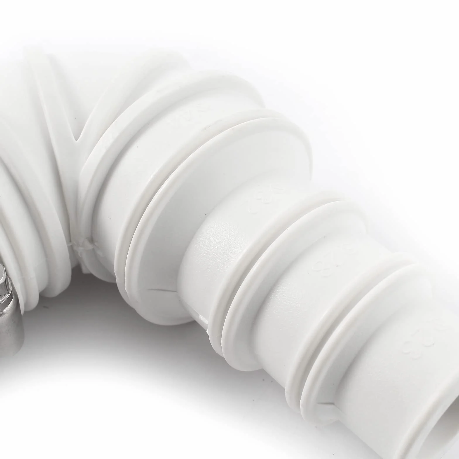 Zawór zwrotny Wiltec DN40 do zastosowań sanitarnych, zawór zwrotny o średnicy zewnętrznej 40 mm, kolanko 90° ze stopniowaną wylewką i zacisk węża