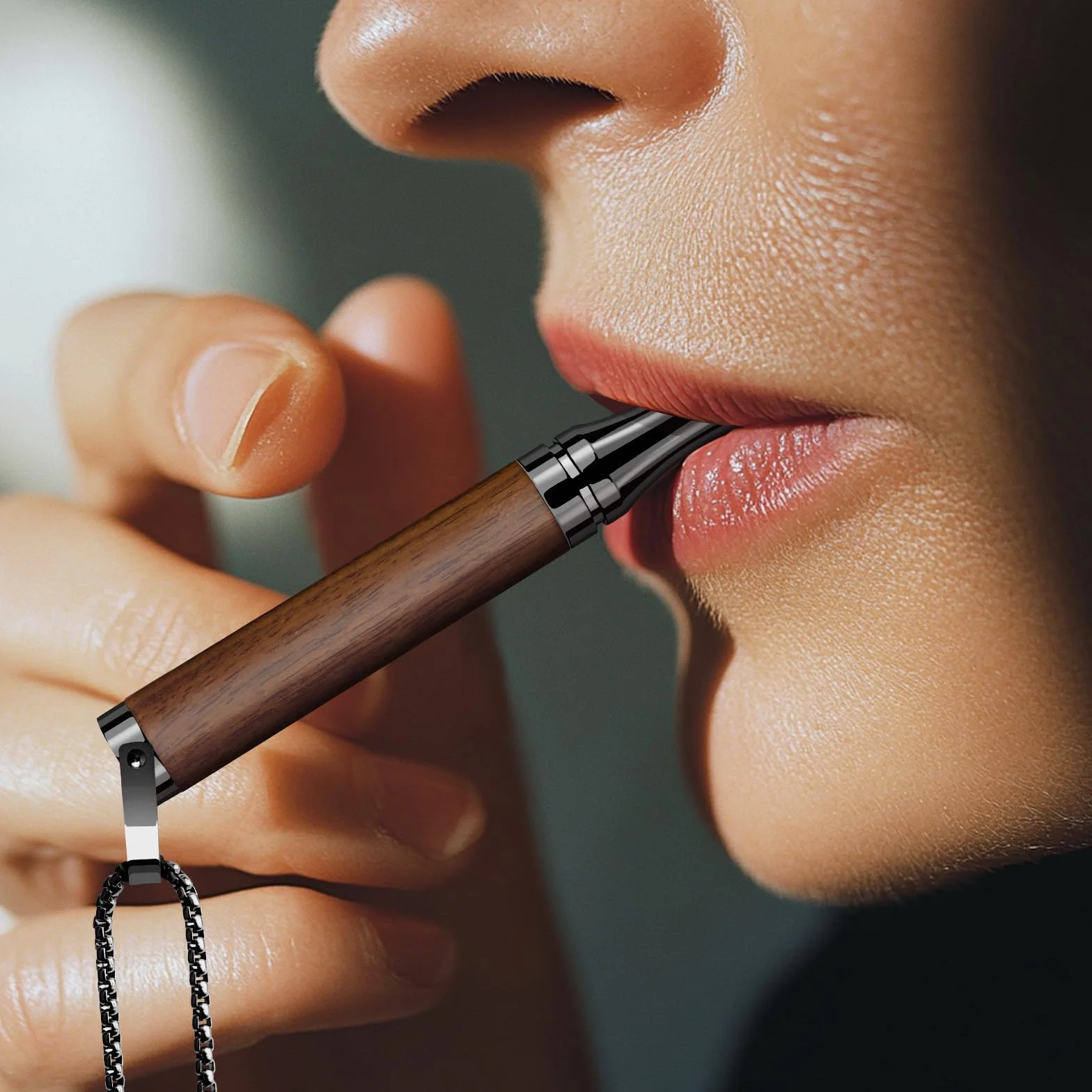 Oddychający naszyjnik z kapsułkami miętowymi do wielokrotnego napełniania, pomocniczy naszyjnik fidget do łagodzenia lęków, inhalator dla dorosłych, Rozmiar uniwersalny, Stal nierdzewna, Brak kamienia