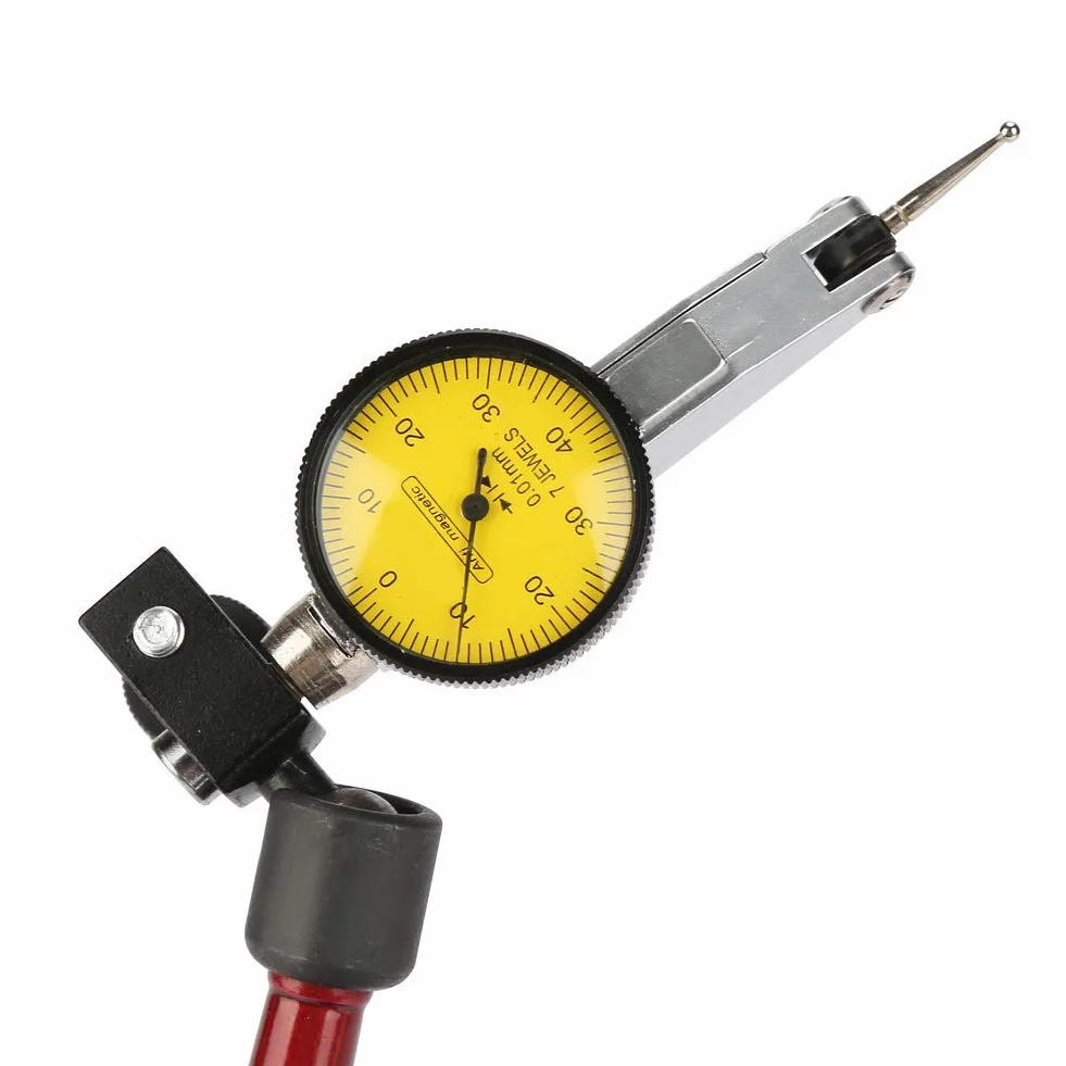 0.01mm czujnik zegarowy z uchwytem magnetycznym 0~0.8mm magnetyczny stojak pomiarowy ze wskaźnikiem zegarowym akcesoria tokarskie metalowe