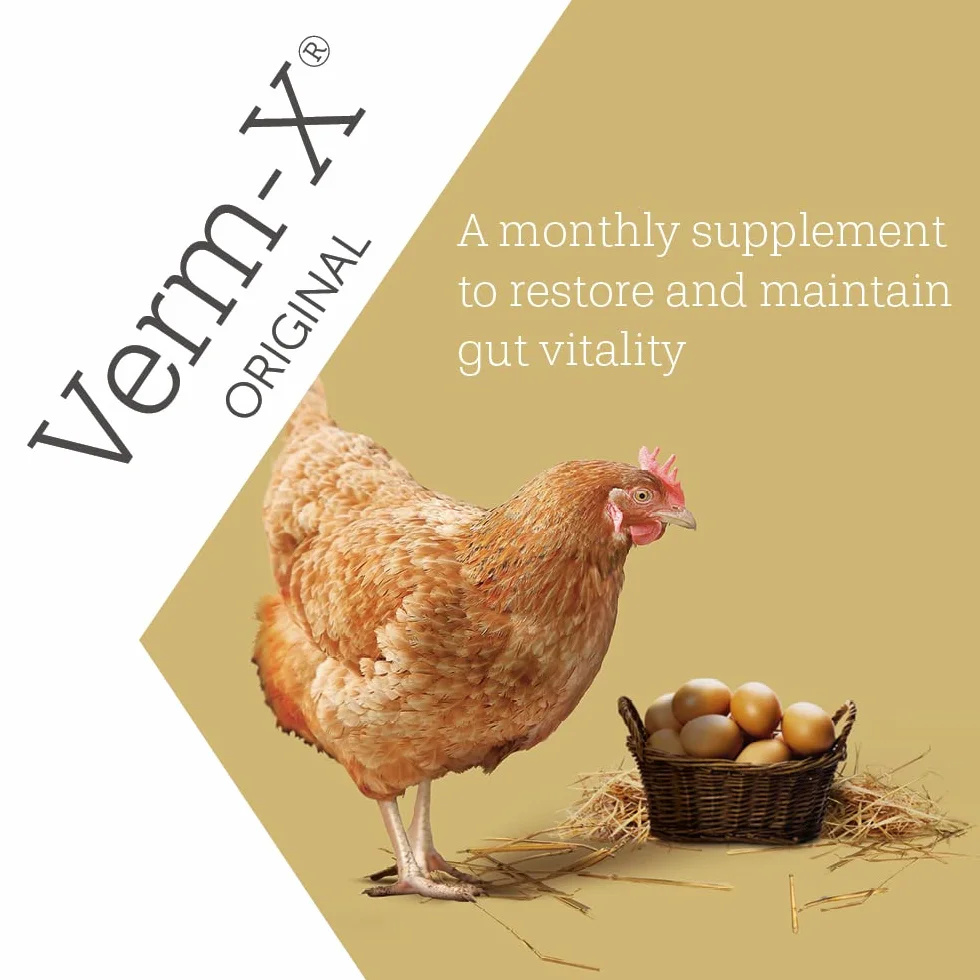 Verm-X Płynny dla drobiu, 500 ml. Zamiast chemicznych kuracji dla kur, gęsi, kaczek, itd. Naturalna kontrola wewnętrznych pasożytów o sprawdzonej recepturze Verm-X.