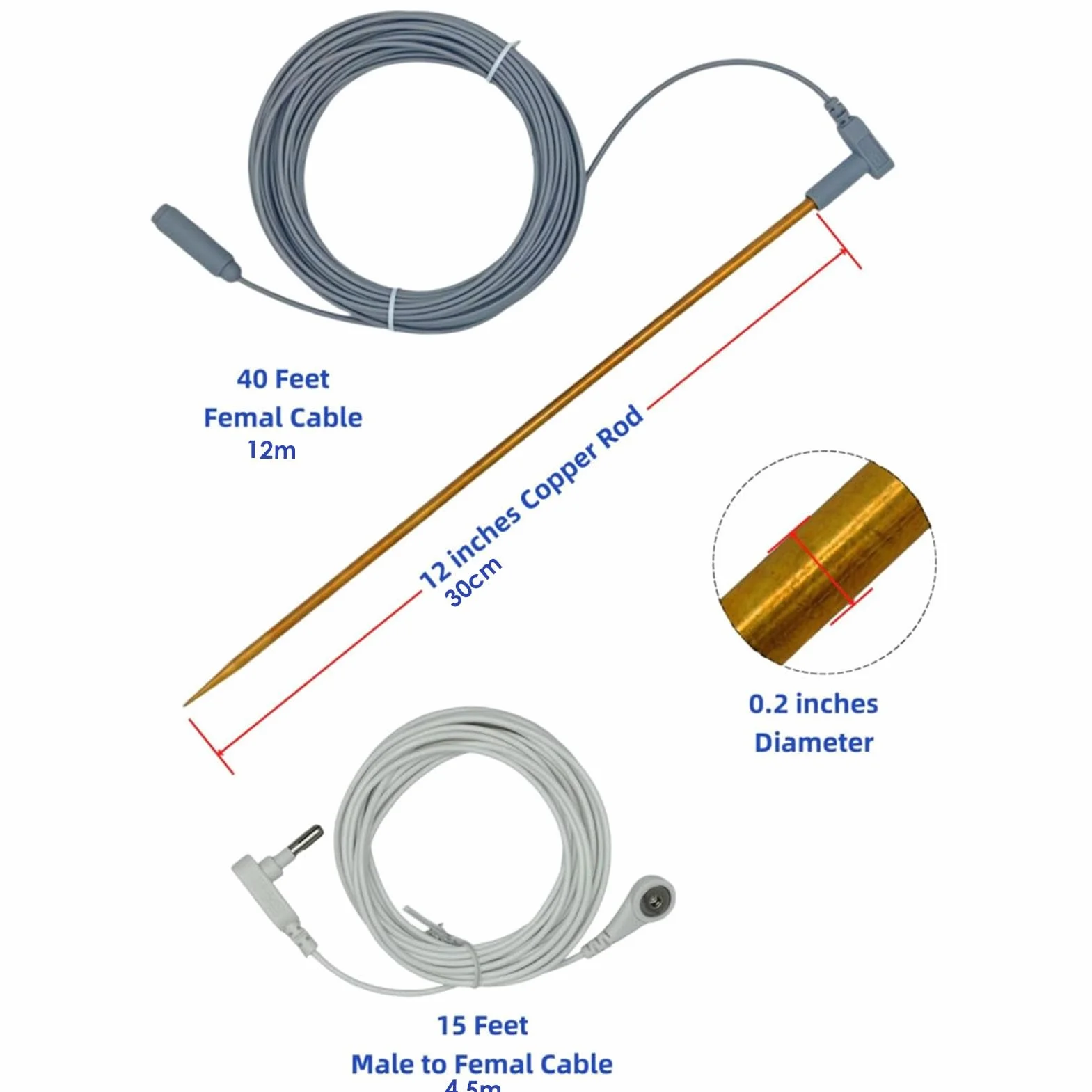 Grounding Rod 12 Inch 40ft Wire Complete Grounding Solution
