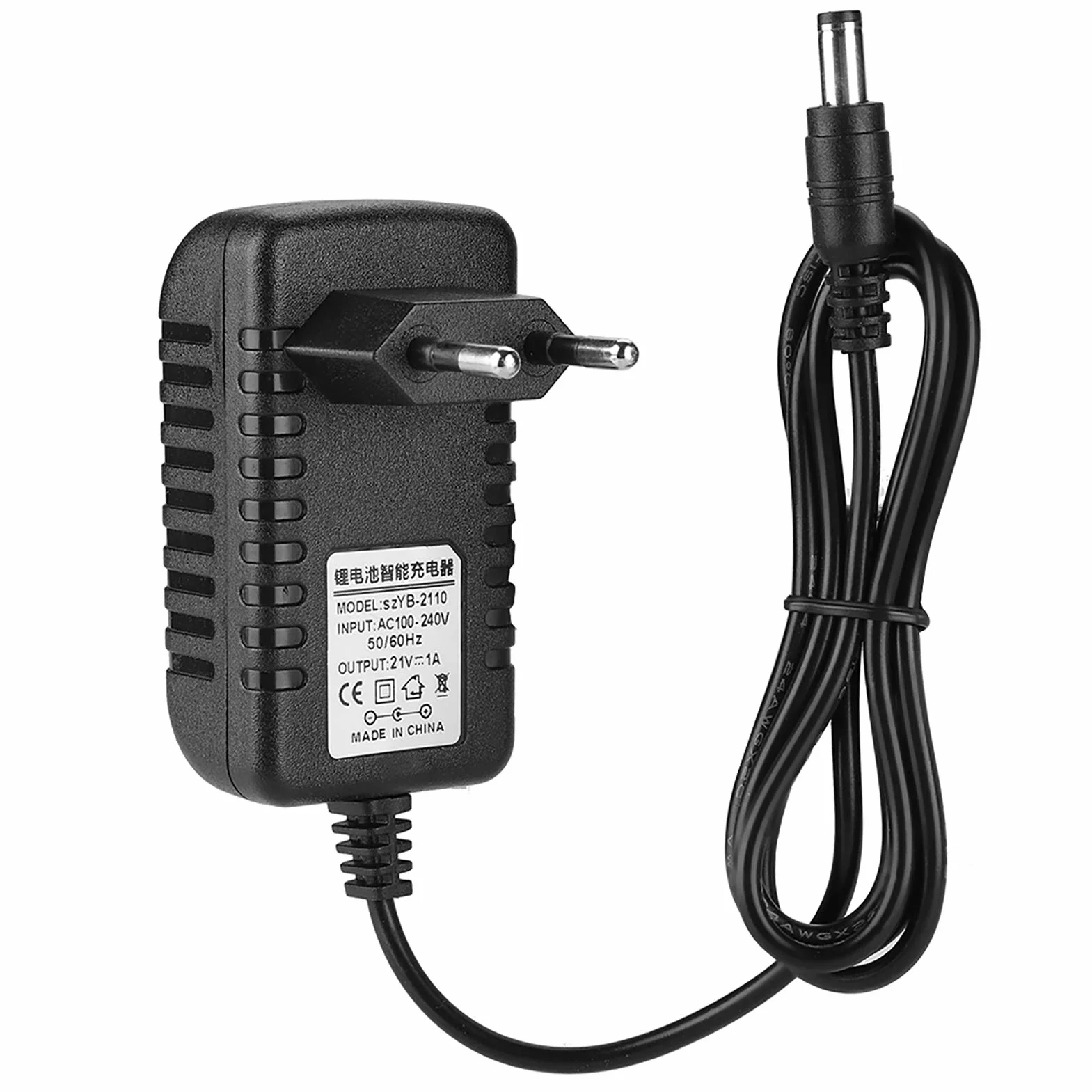 21 V 1A Ligi -Ion Akuaryjnik z Grubym Miedzianym Rdzeniem, Ognioodpornym Stopem PC i Szerokim Napięciem - ładowarka Adaptacyjna do (Wtyczka UE 100-240 V.)