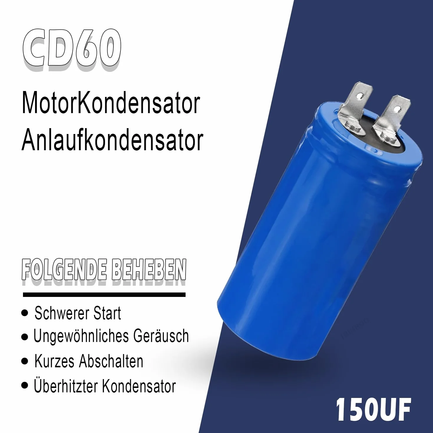 Iruihoo CD60 kondensator silnikowy 150µF 450 V 50/60 Hz rozruchowy