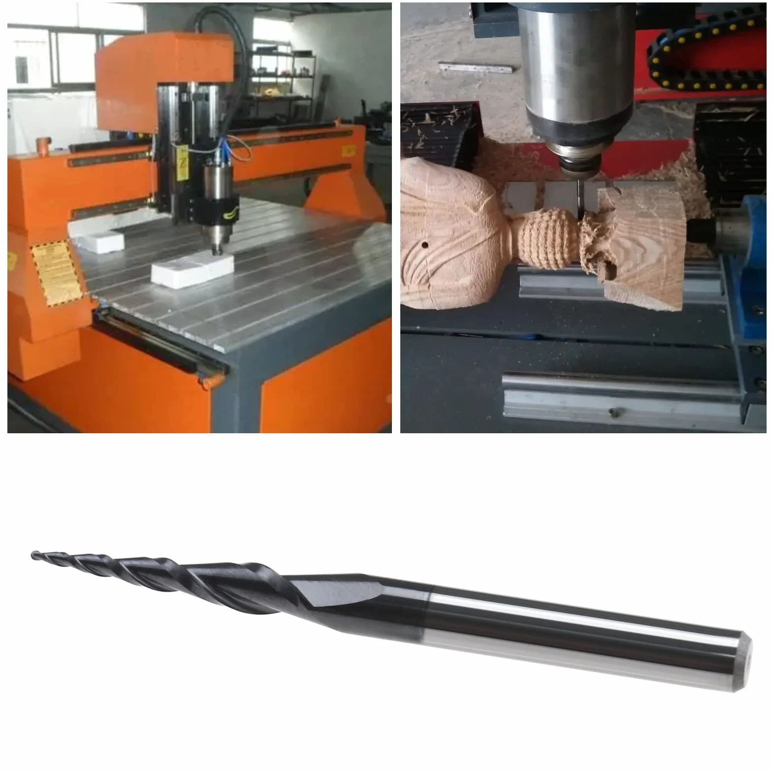 Zwężany frez z końcówką kulową z końcówką kulową 0,25 mm, solidny węglik wolframu, 2 rowki, powlekane TiAIN, narzędzie do grawerowania CNC, trzpień 1/8 cala do centrów obróbki CNC