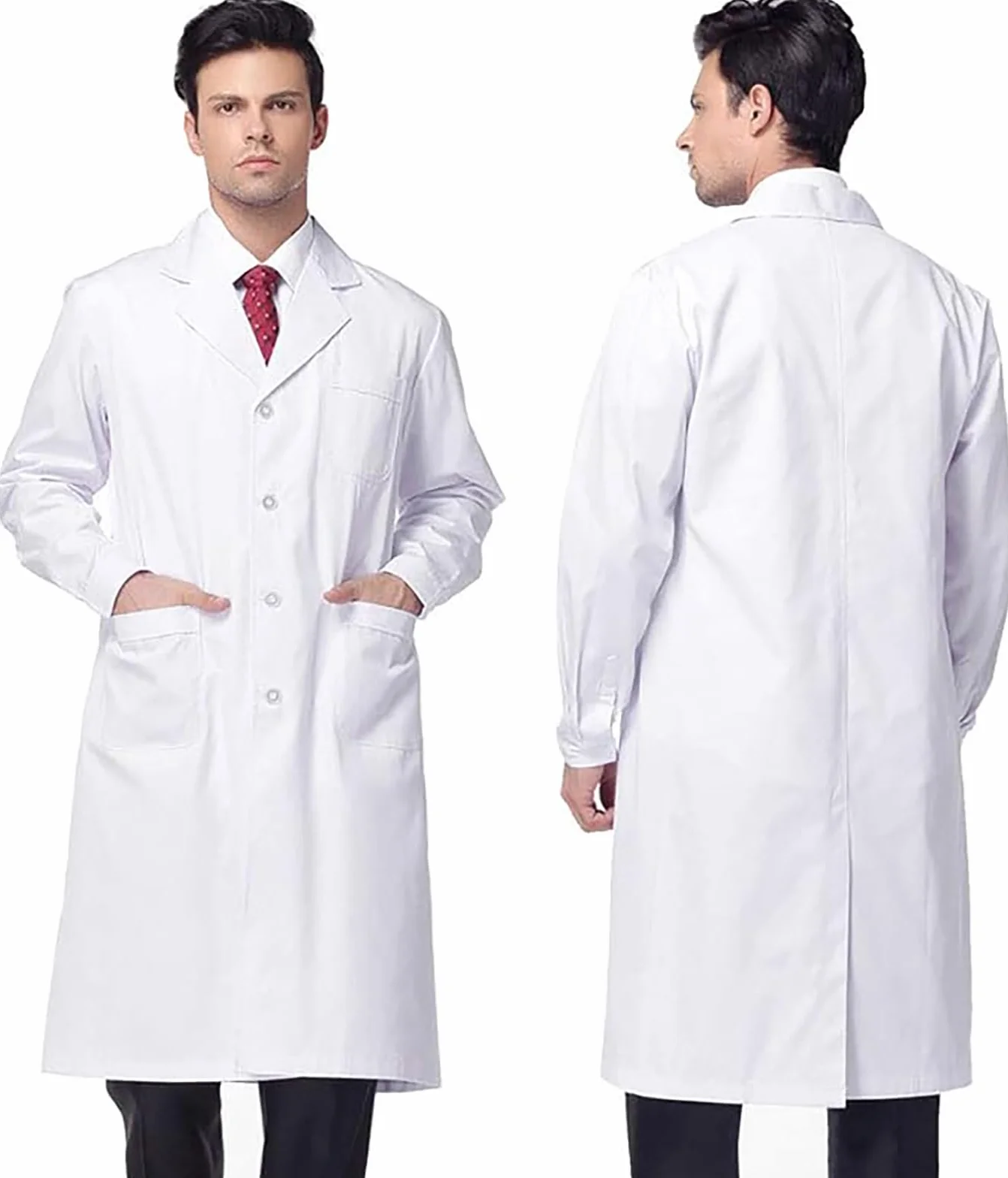 Białe płaszcze laboratoryjne, płaszcz medyczny pielęgniarki fartuch laboratoryjny z długim rękawem fartuch laboratoryjny odzież lekarska eksperyment lekarz odzież robocza unisex fartuch