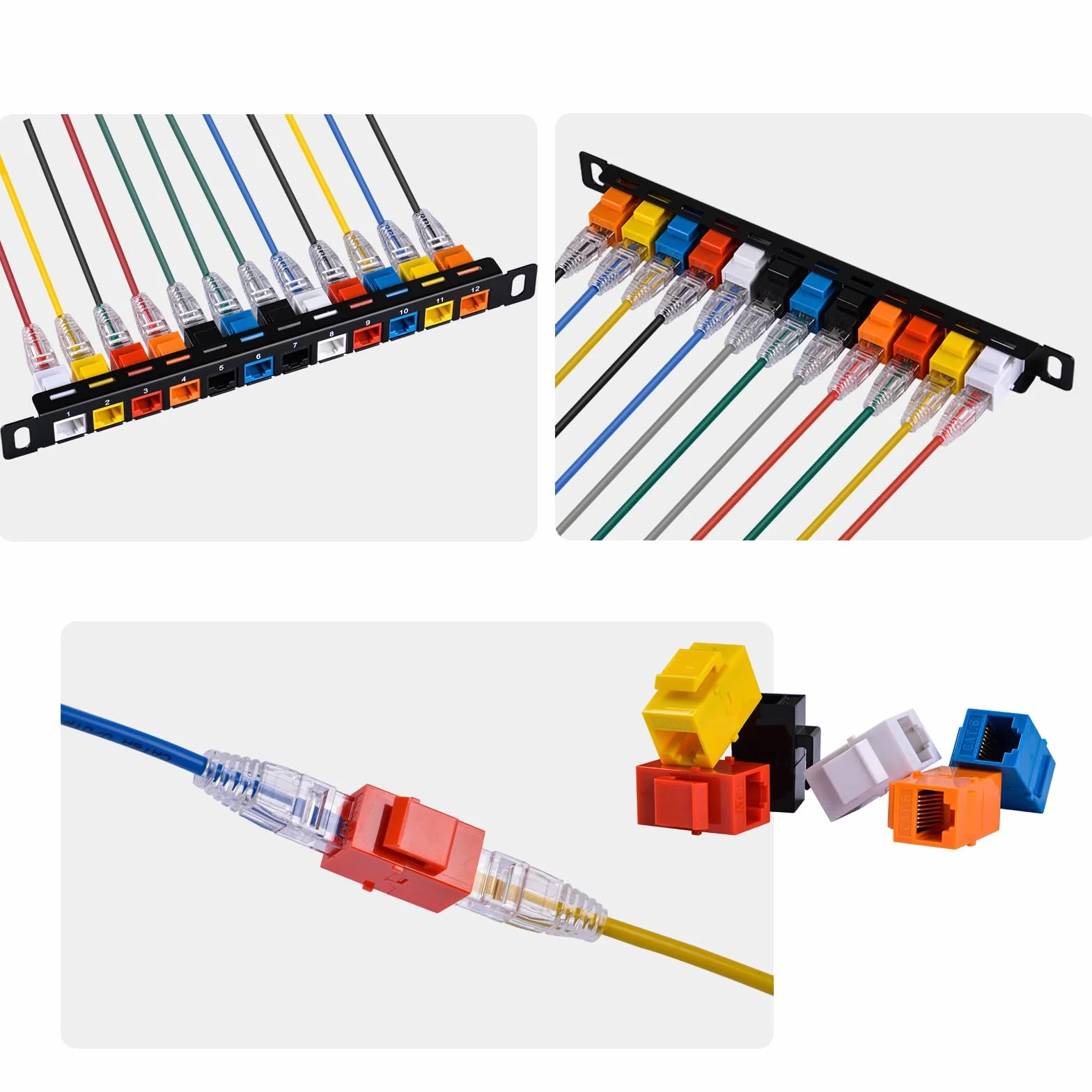 GeeekPi 25.4 cm 0,5U 12-portowy pusty panel krosowy Keystone z wkładką Cat6 RJ45