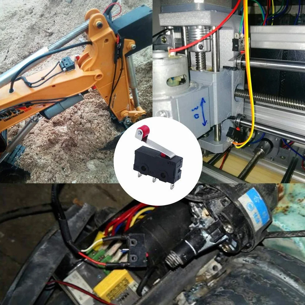 HUAYAO Zestaw 35 mini mikro-cienki czerwony przełącznik, dźwignia rolki AC 250 V 5A SPDT 1NO 1NC mini chwilowe działanie, przełączniki