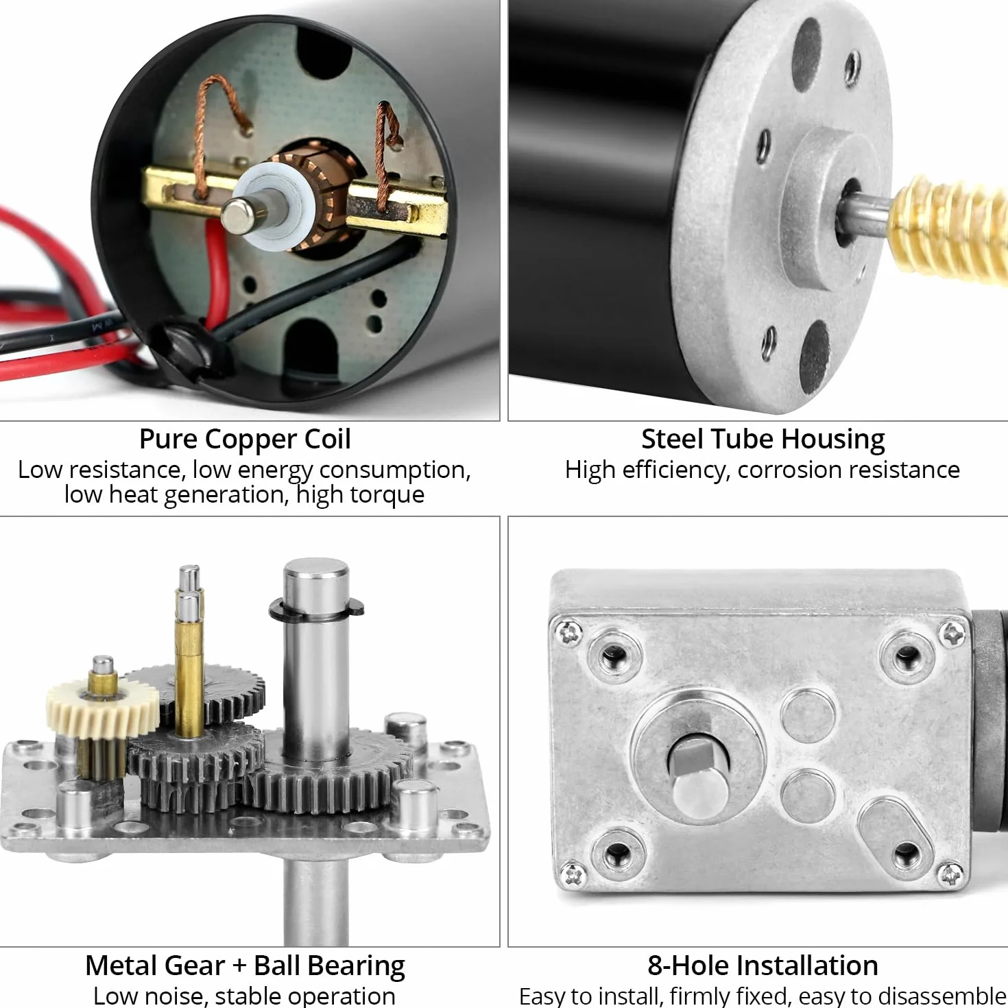 QWORK 12V 10 obr./min silnik przekładniowy ślimakowy DC, odwracalny silnik przekładniowy ślimakowy do stołów obrotowych, zamków do drzwi i maszyn namiotowych, wałek 8 mm