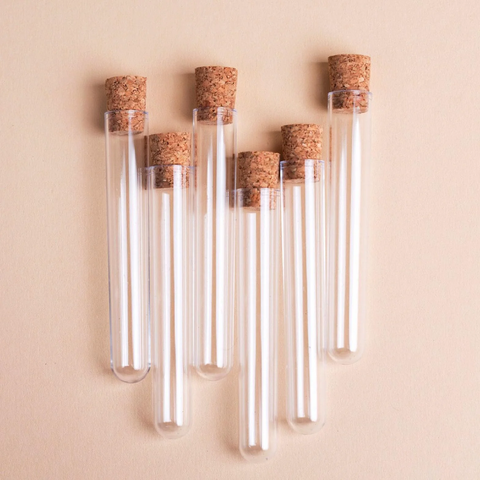 Probówki z korkiem 15 x 100 mm 13 ml zestaw z zawieszkami kraft i liną konopną DIY