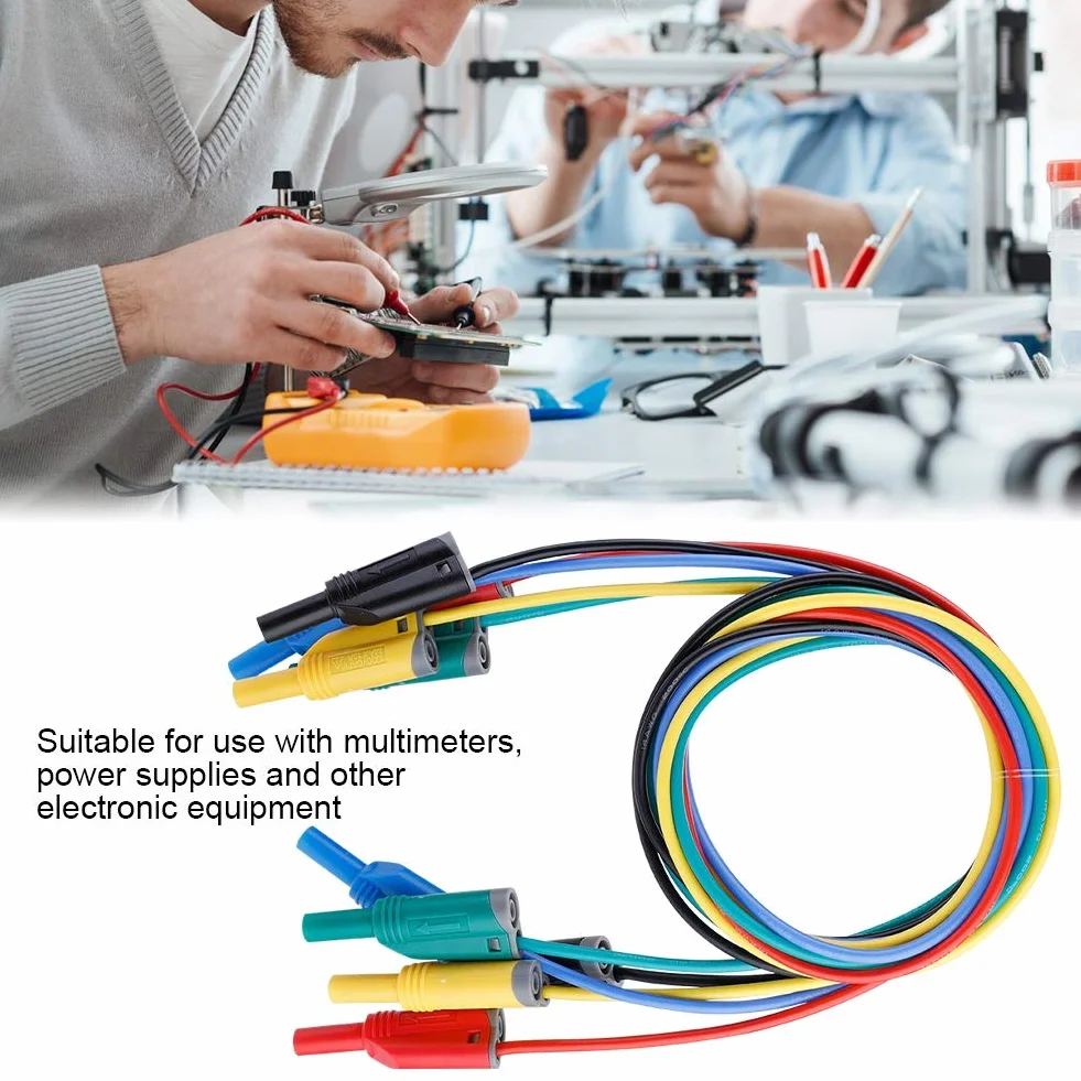 Wtyk bananowy 4mm 14AWG przewód pomiarowy silikonowy do multimetru 5 sztuk