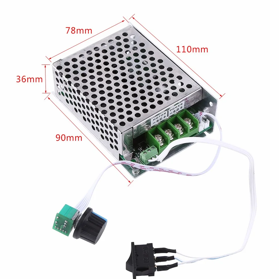 Regulator silnika DC PWM 12V 24V 36V 40A odwracalny przełącznik prędkości o wysokiej mocy CCM6Ds-B