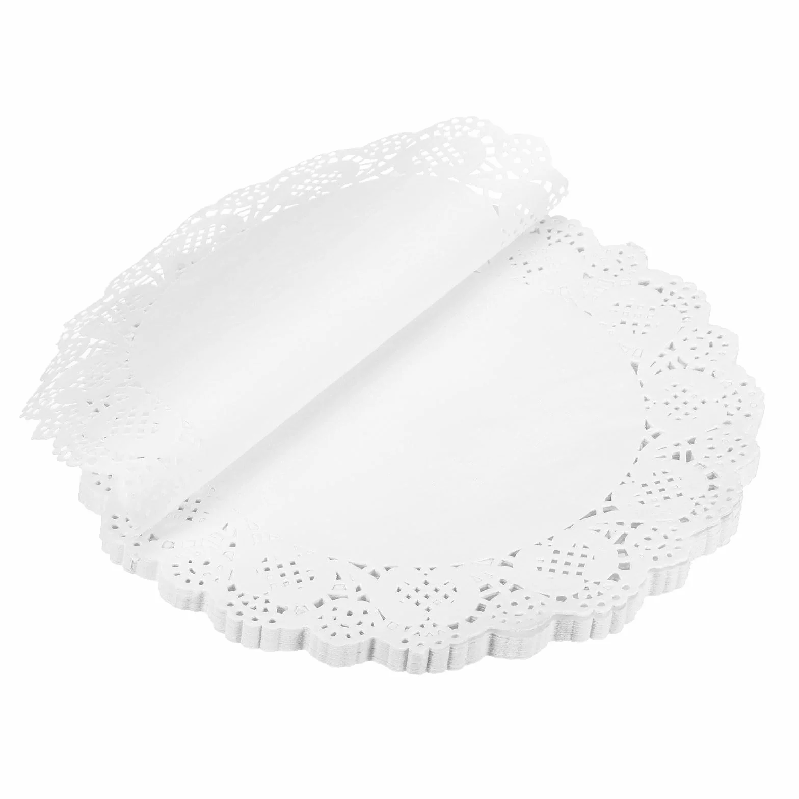 QUARKZMAN 300 szt. białych obrusów z papieru, różne rozmiary, 15 cm, 20 cm, okrągłe podkładki papierowe, na wesele, urodziny
