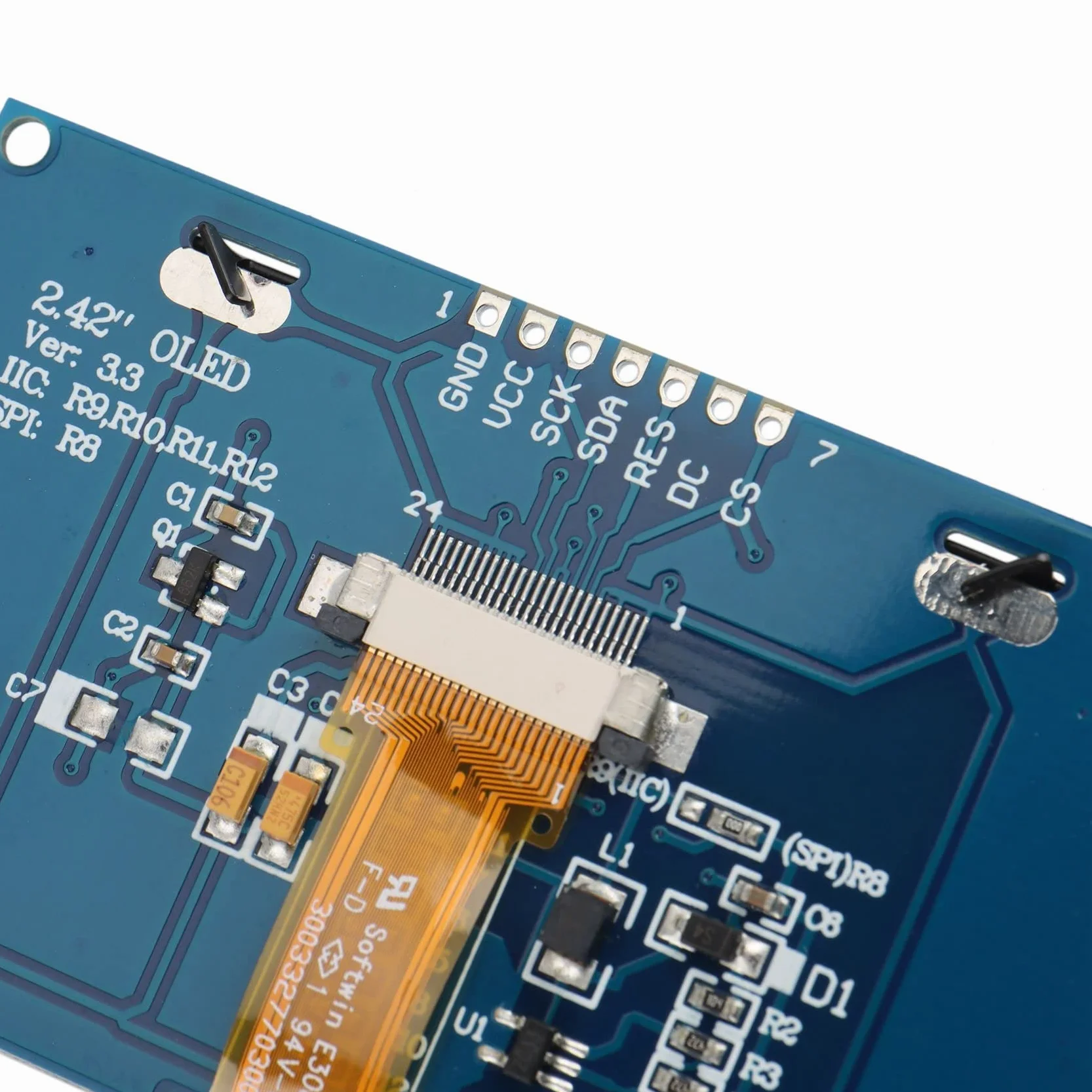2,42 12864 128X64 Moduł WyśWietlacza OLED IIC SPI Szeregowy Ekran LCD dla C51 STM32 SSD1309 (BiałA Czcionka)