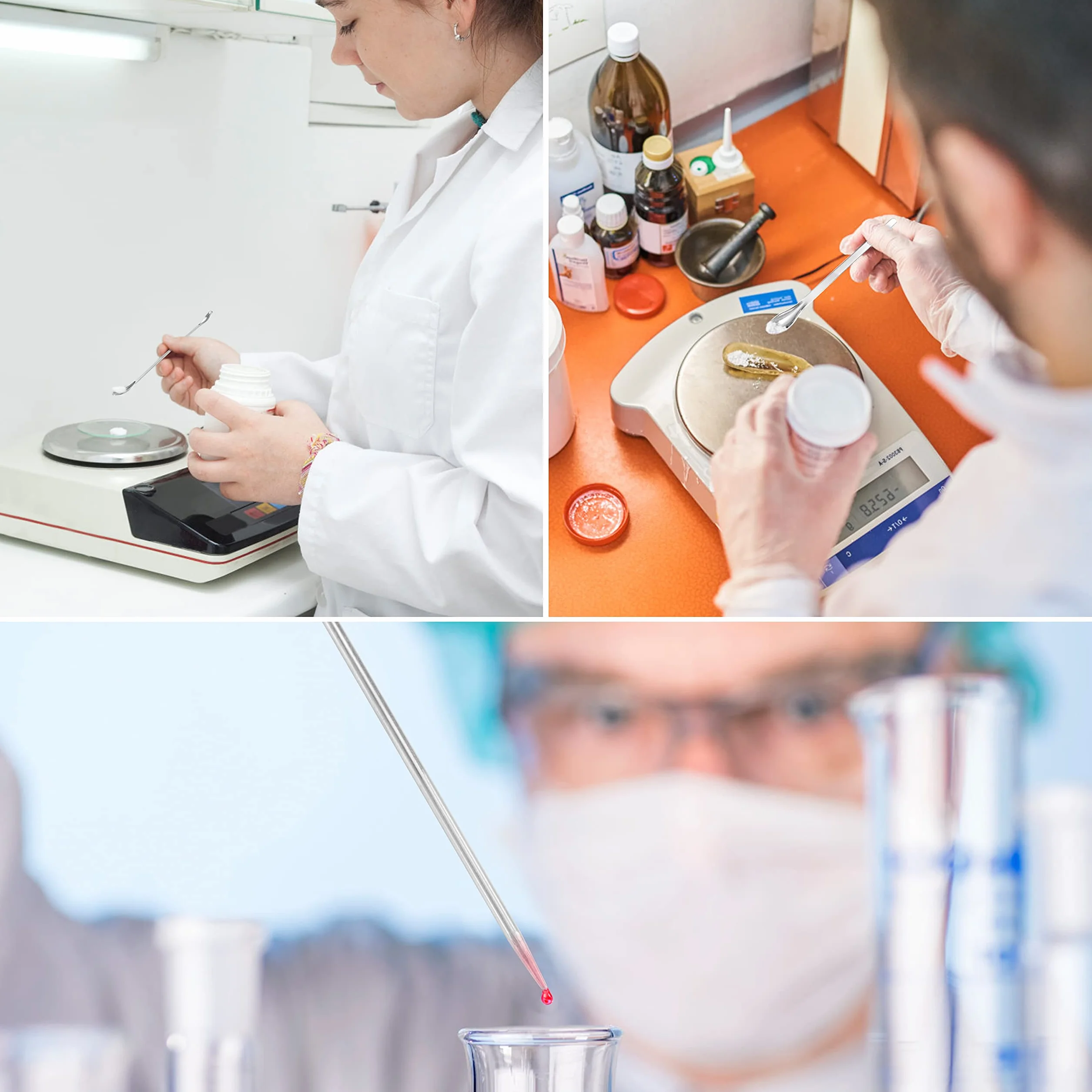 Szpatułka laboratoryjna stal nierdzewna zestaw podwójnych głowic 15 sztuk