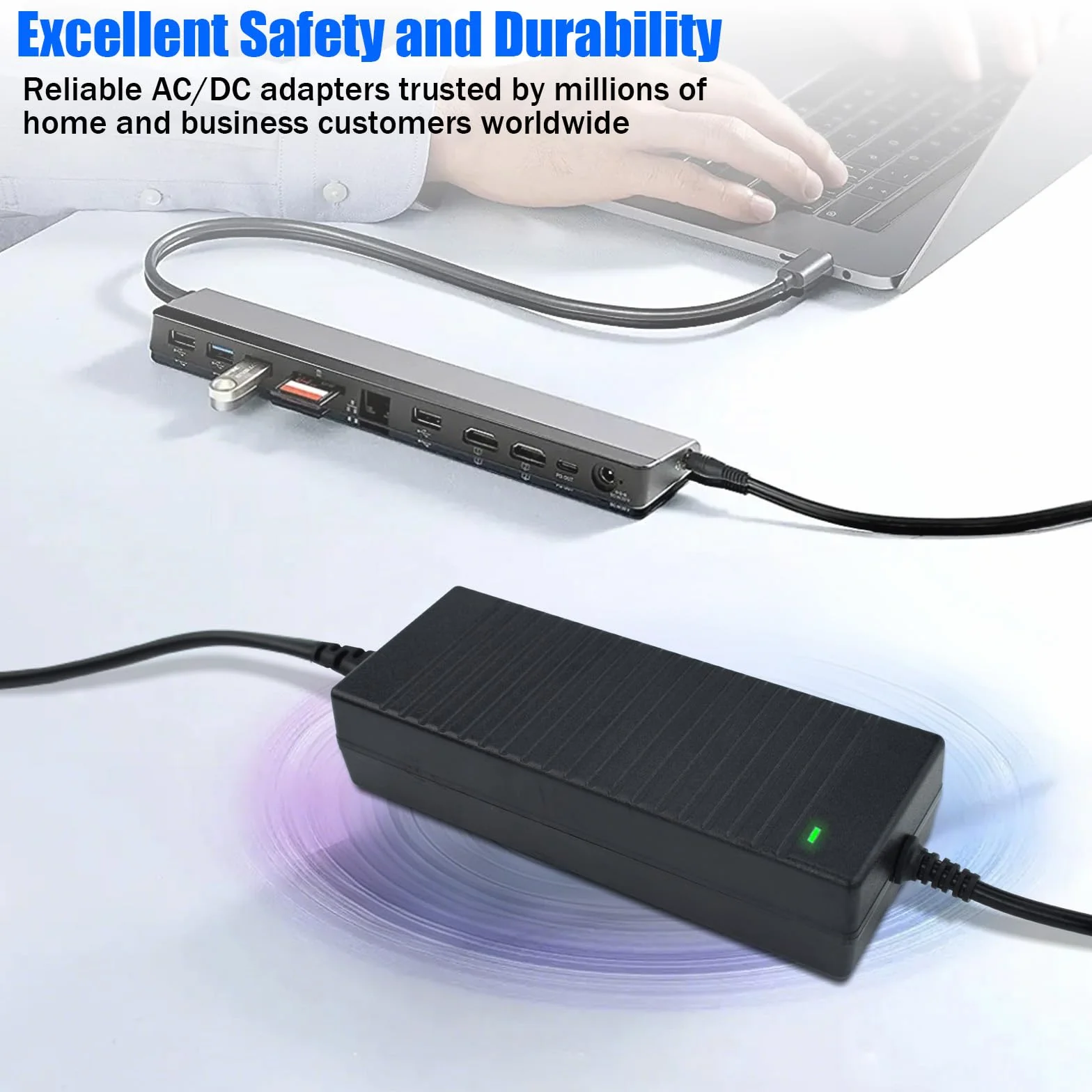 Zasilacz AC 100-240 V na 24 V 8A 192 W transformator adapter sieciowy 5,5 x 2,5 mm DC do taśm LED