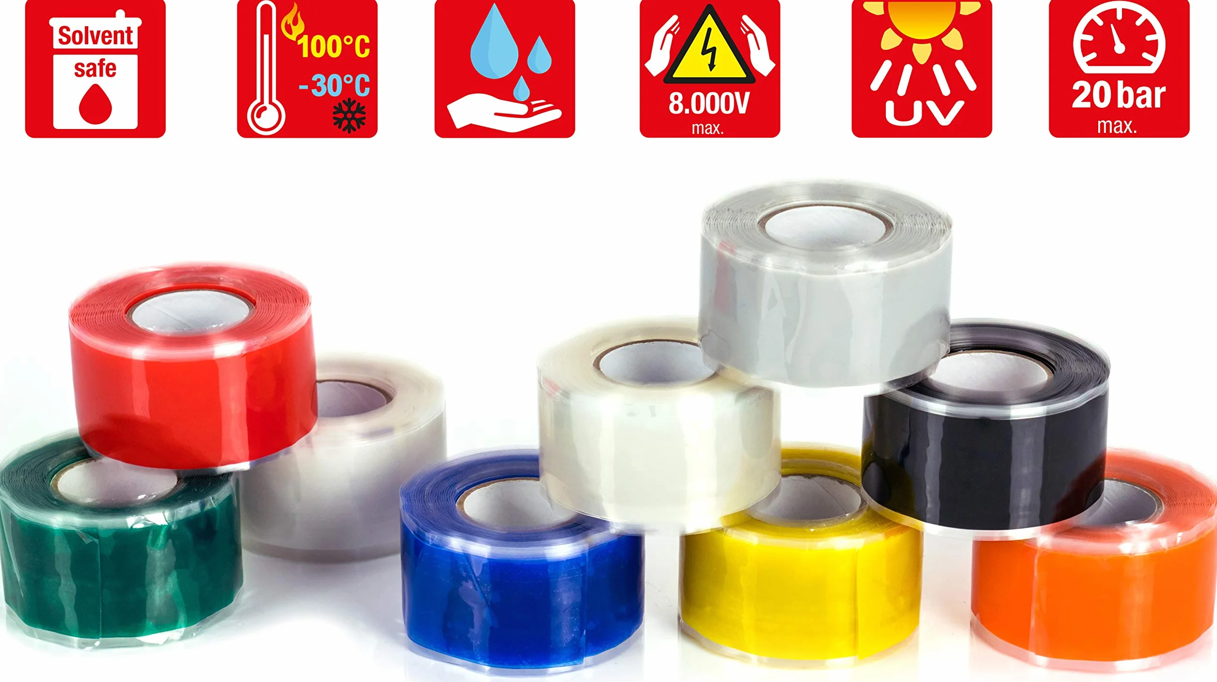 Poppstar samowulkanizująca taśma silikonowa, 3 m x 50 mm, izolacyjna i uszczelniająca (woda, powietrze), niebieska, 1 rolka