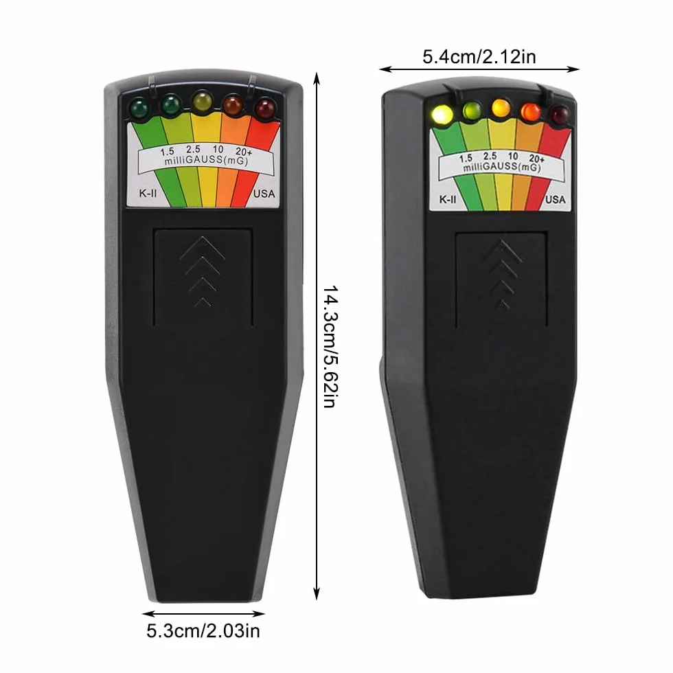 K2 przenośny detektor promieniowania elektromagnetycznego 5 diod LED Ghost Hunting 50 Hz - 20 000 Hz czarny