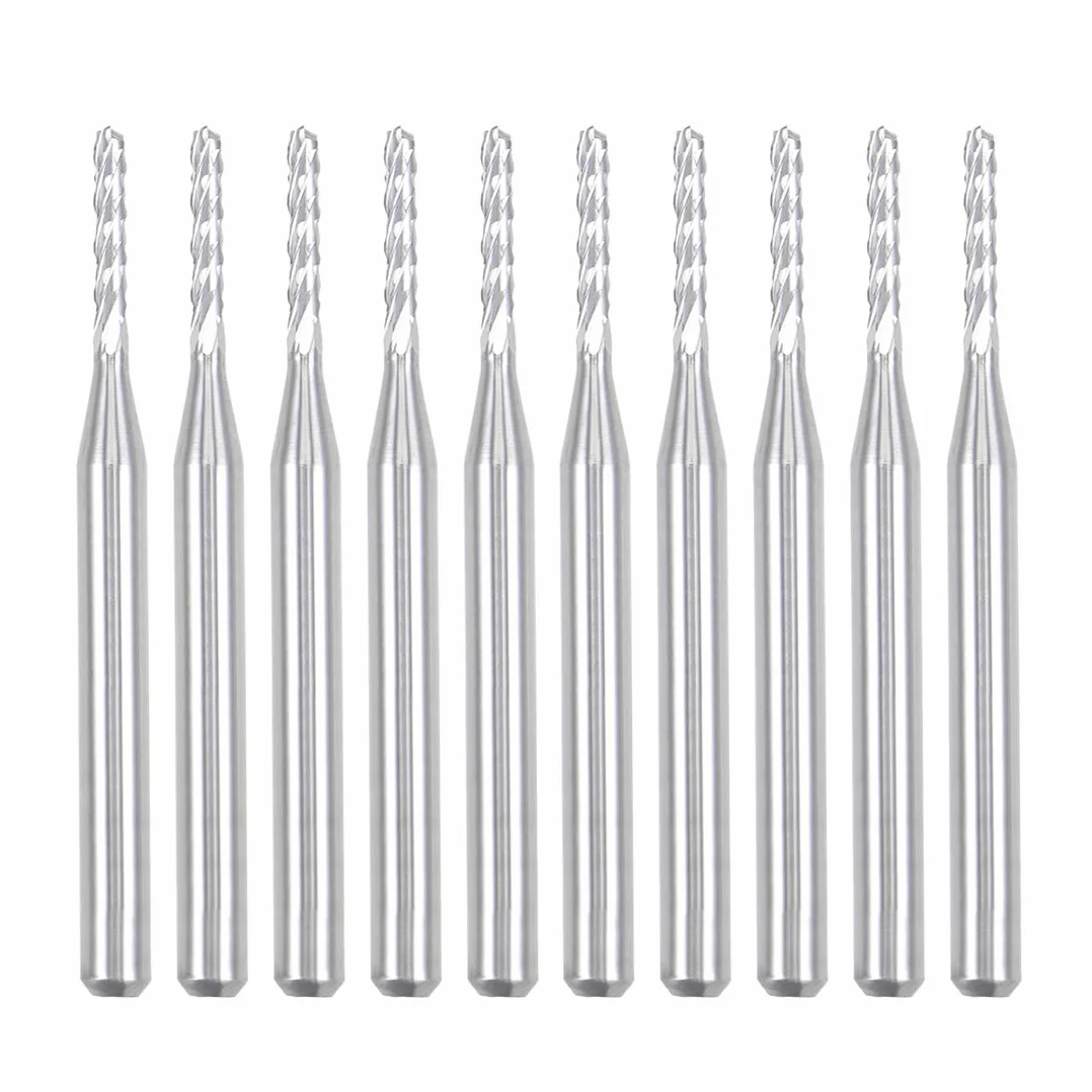 sourcing map 10 sztuk 1,5 mm frez trzpieniowy z twardego metalu do grawerowania płytek drukowanych, trzpień 1/8"