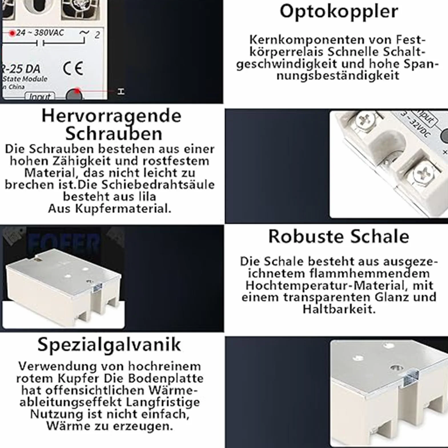 CAM2 Przekaźnik półprzewodnikowy SSR-40DA 40A 24-380VAC 3-32V DC Montaż na panelu