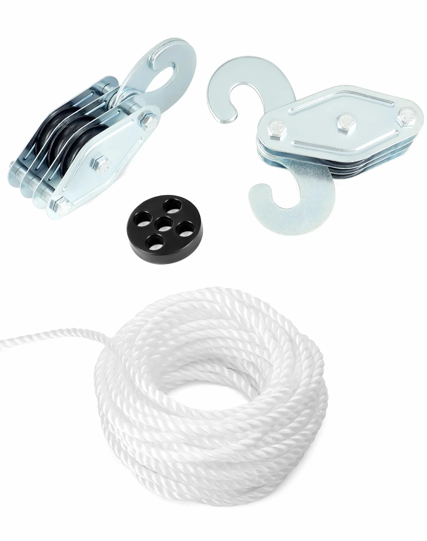 QWORK® Zblocze z 8 krążkami - Maksymalny udźwig: 400 kg, Maks. wysokość podnoszenia: 1,8 m