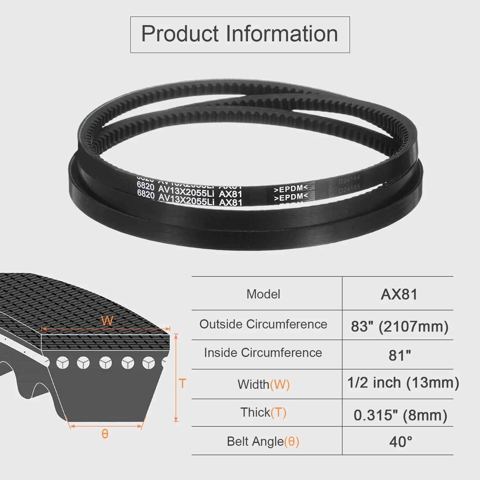 Pasek klinowy QUARKZMAN AX81 EPDM 1/2" x 81"