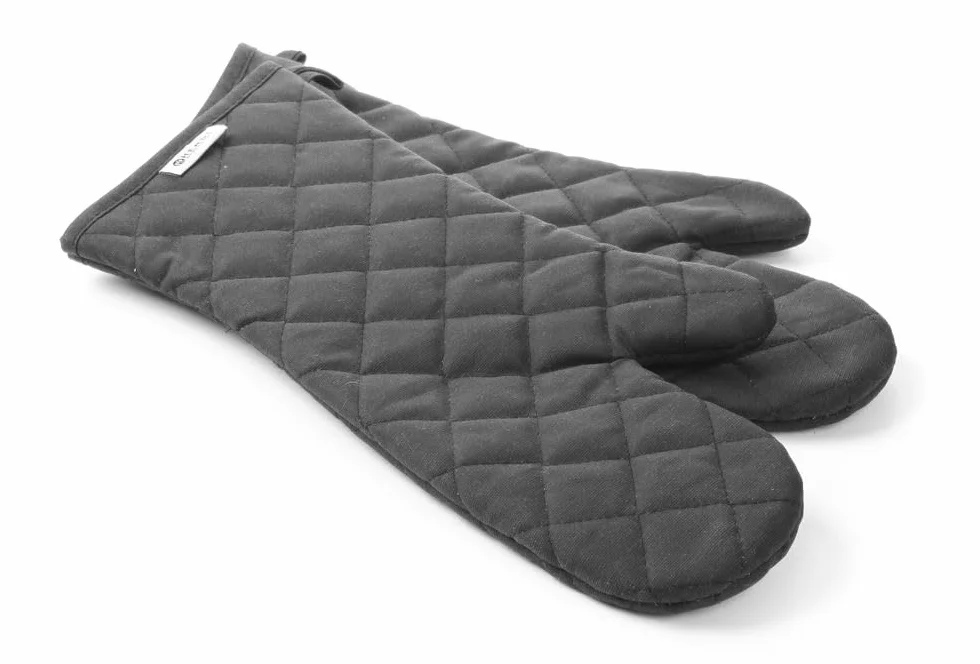 HENDI Rękawice kuchenne, 1 para, certyfikowane, odporne na temperaturę do 250°C, bardzo długie, rękawice piekarskie, (L)380mm, bawełna, czarny