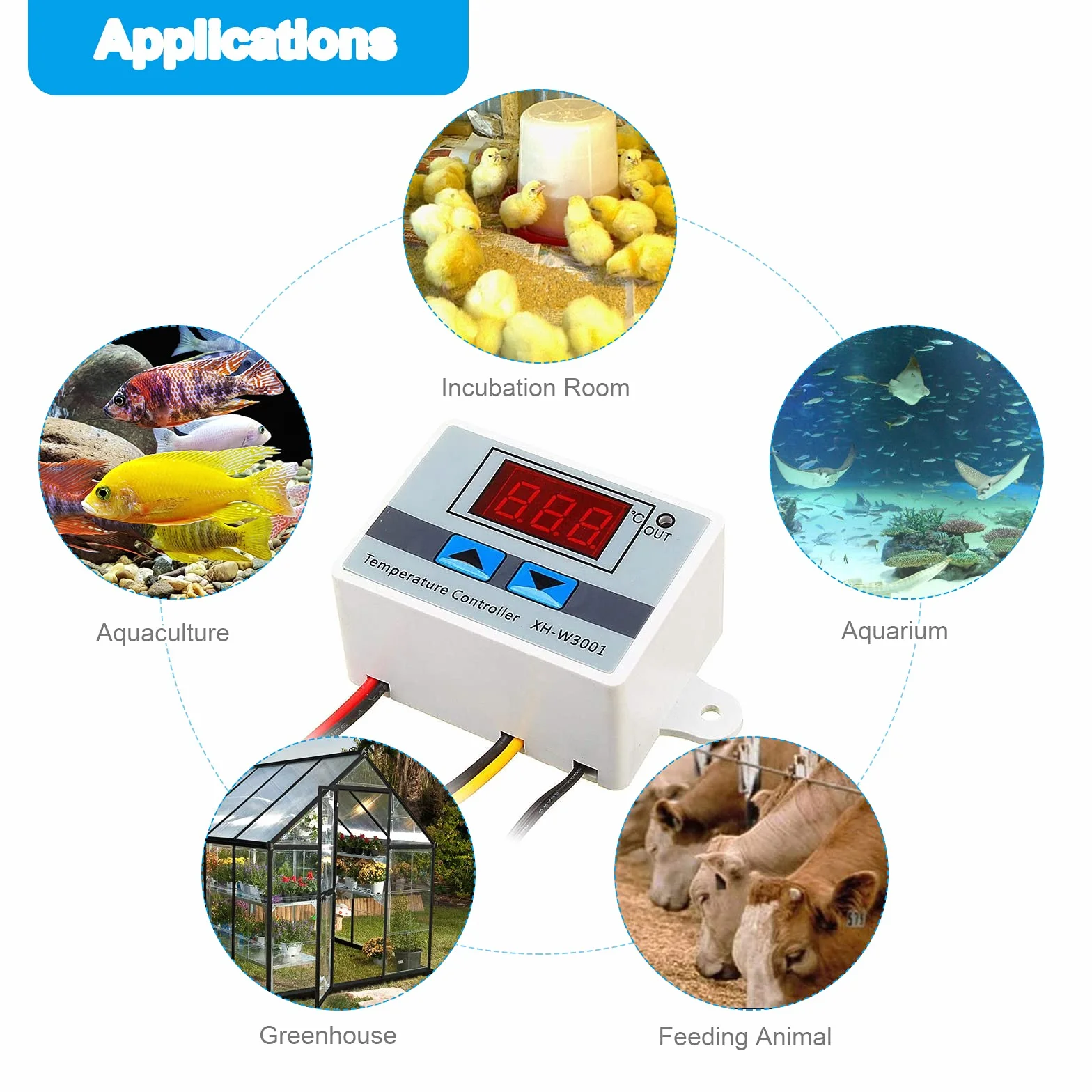 RUIZHI XH-W3001 cyfrowy regulator temperatury z wyświetlaczem LCD, DC 12V 120W termostat z wodoodpornym czujnikiem, mikrokomputerowy termostat