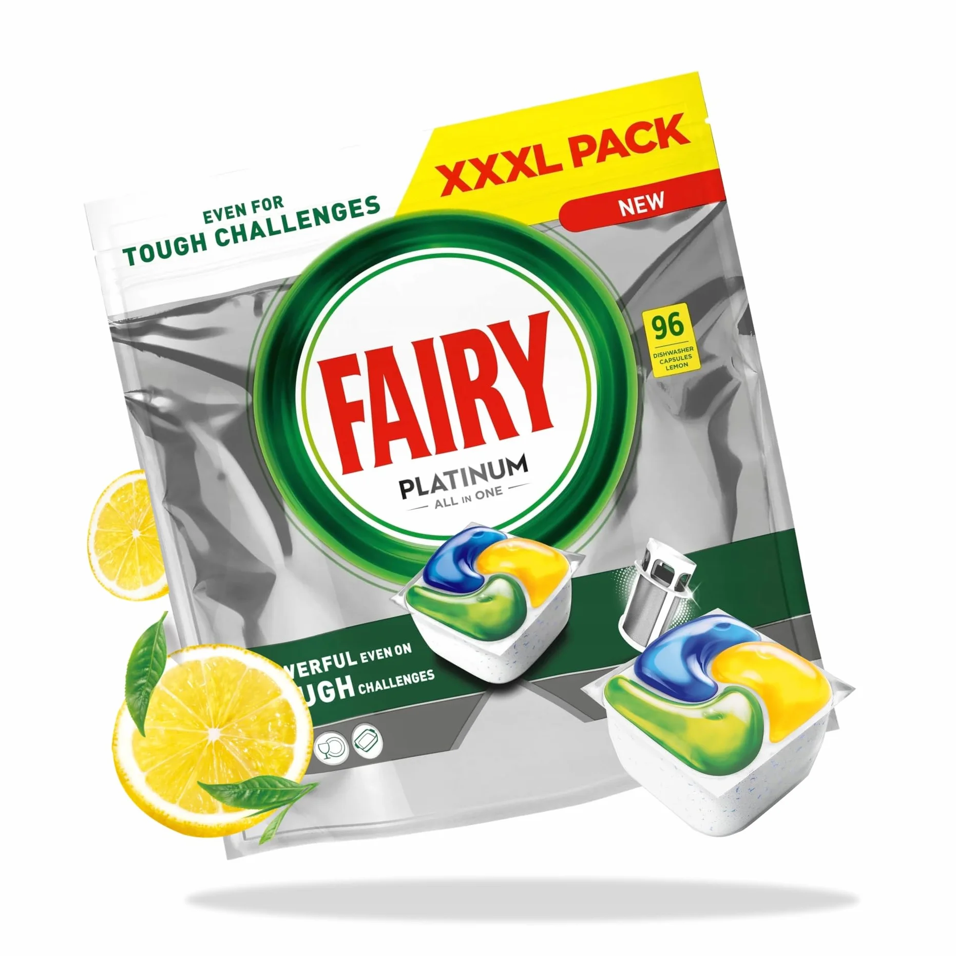 Fairy Platinum All In One Kapsułki do Zmywarki Cytrynowe 96 sztuk
