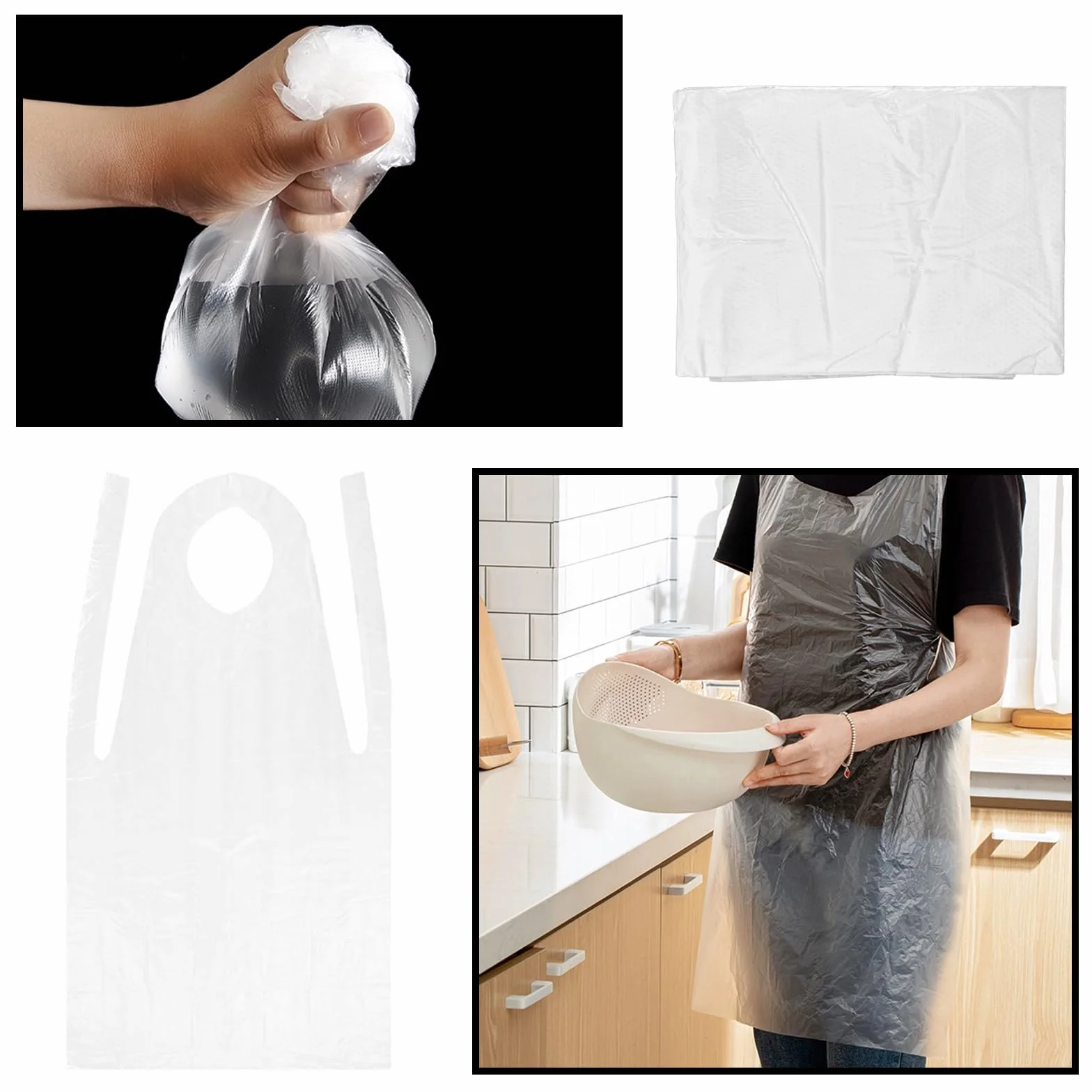 100 sztuk fartuchów jednorazowych: przezroczyste fartuchy jednorazowe wodoszczelne PE pojedynczo złożone 60 x 100 cm, jednorazowy fartuch do laboratoriów, rysunku, hotelu, szpitala,