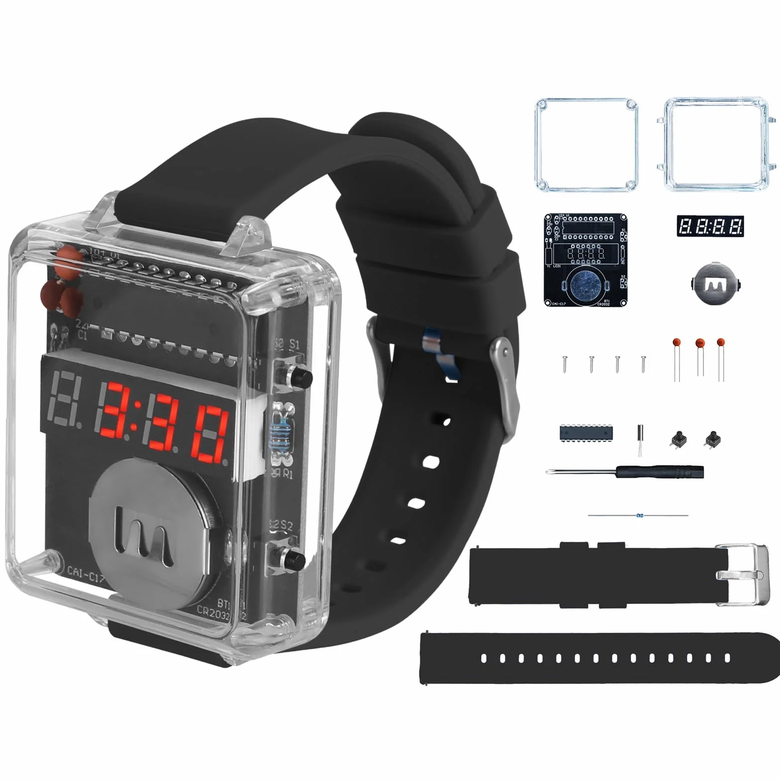Elektroniczny zegar DIY z 4-cyfrowym wyświetlaczem LED zestaw do lutowania przezroczysta obudowa