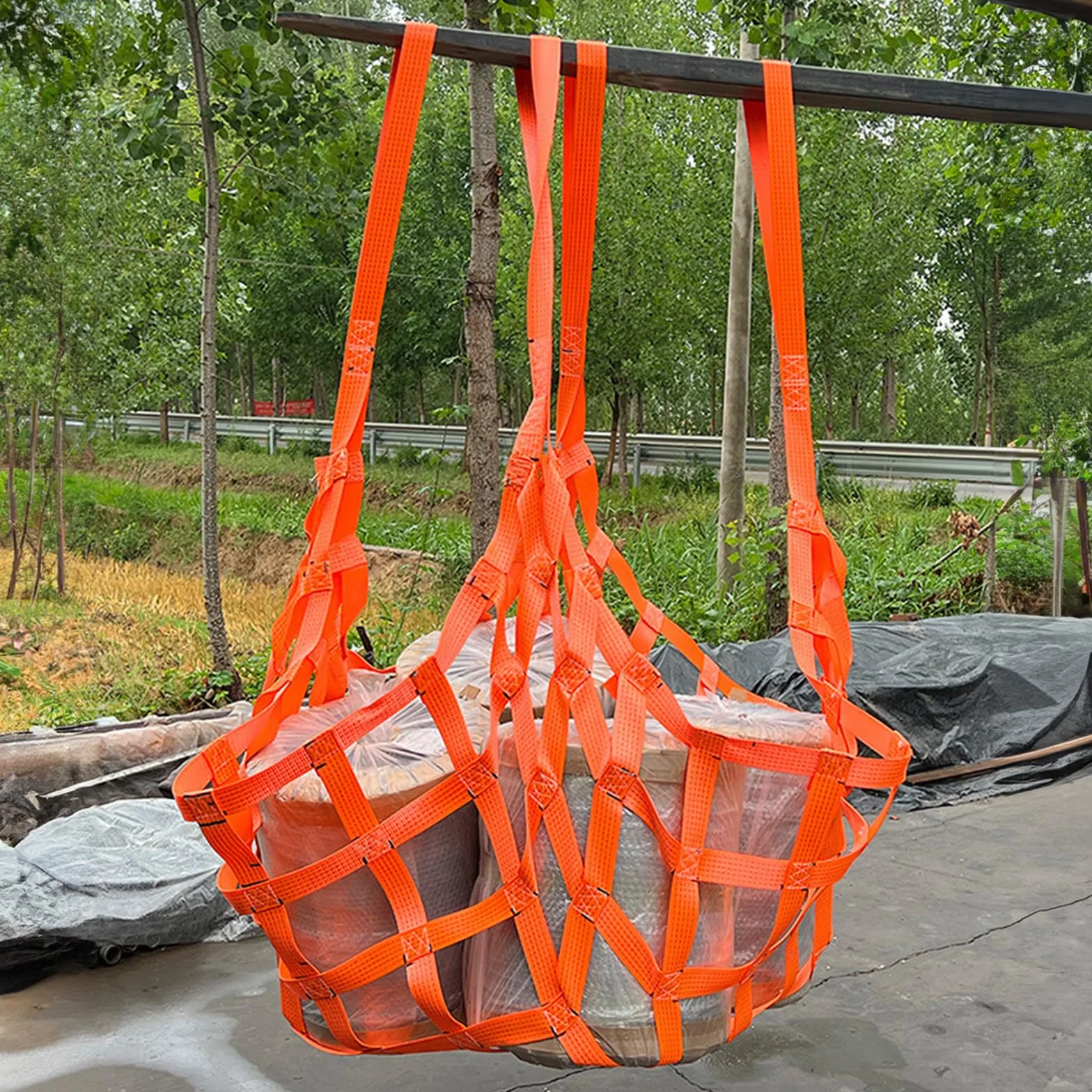 Siatka transportowa 1x1 m poliester 300 kg z pasami do podnoszenia