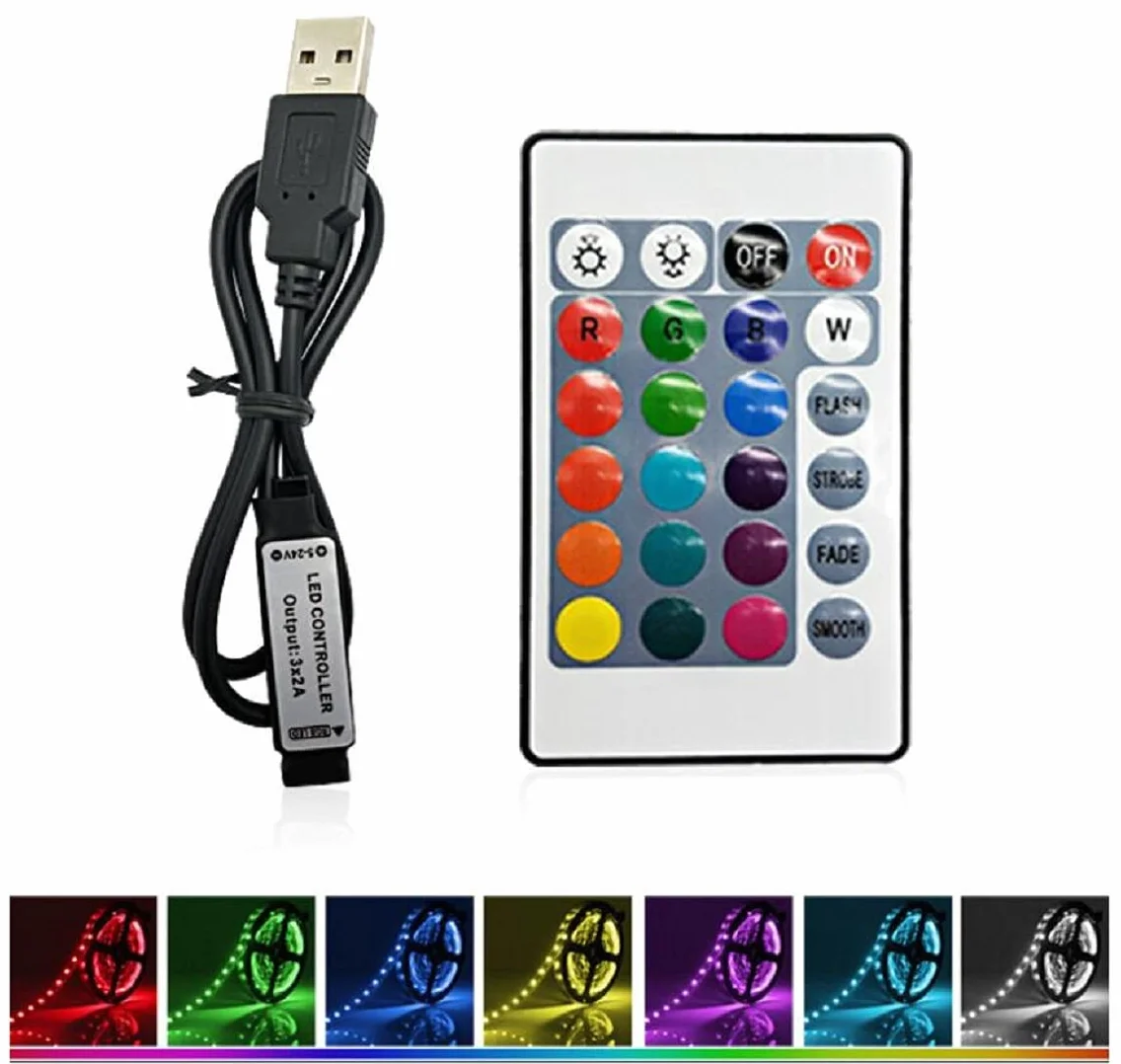 MASUNN 24 klawisze USB LED kontroler z pilotem zdalnego sterowania do DC5V 5050 RGB Strip Light