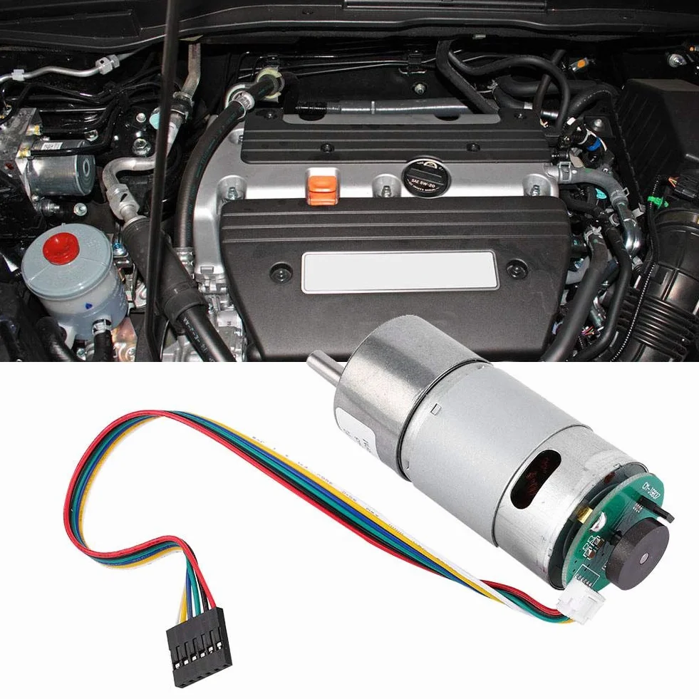 Motoreduktor DC 12/24V 37 mm Silnik z Redukcją Prędkości 10-1500 RPM z Enkoderem Mimośrodowy Wał Wyjściowy Silnik Przekładniowy