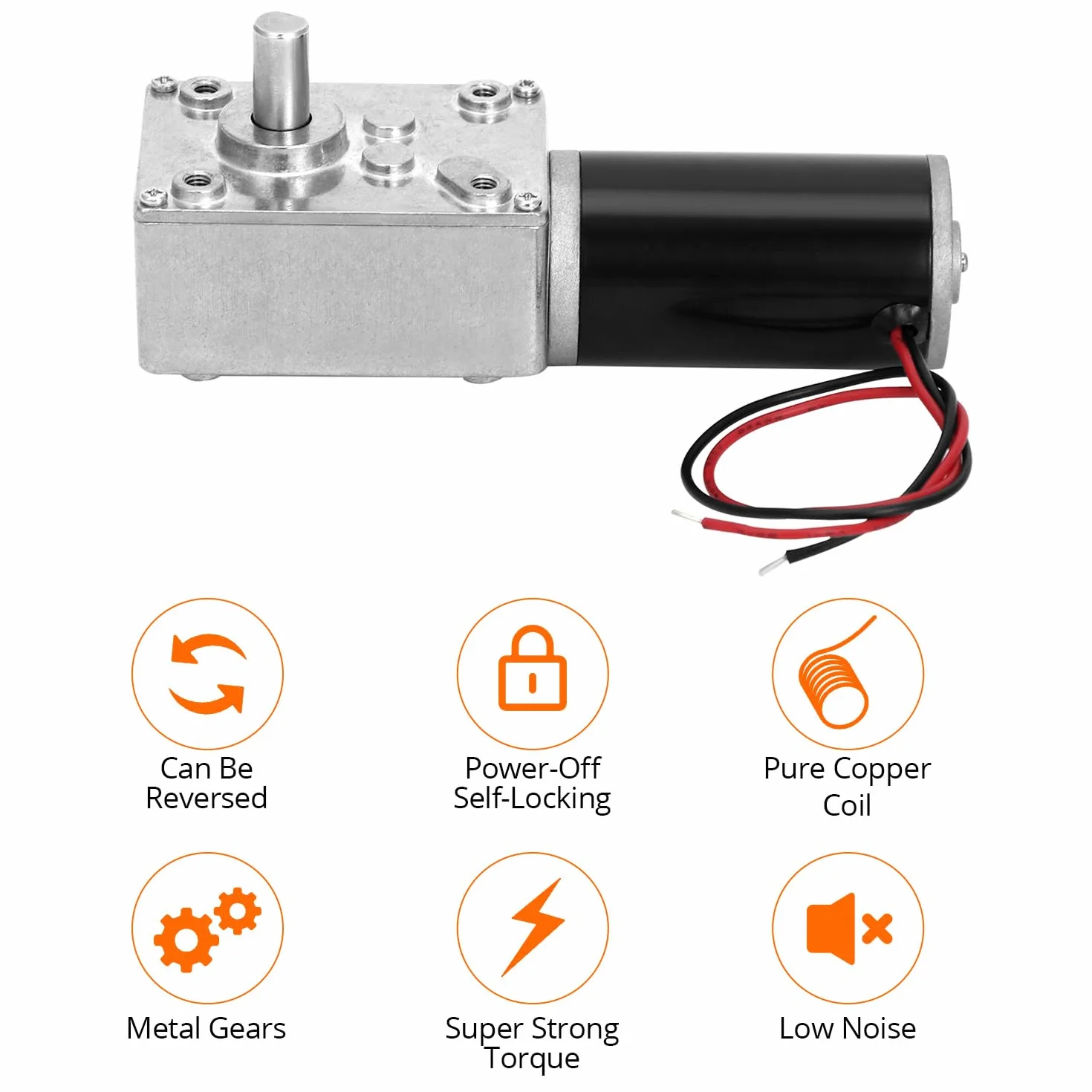 QWORK 12V 10 obr./min silnik przekładniowy ślimakowy DC, odwracalny silnik przekładniowy ślimakowy do stołów obrotowych, zamków do drzwi i maszyn namiotowych, wałek 8 mm