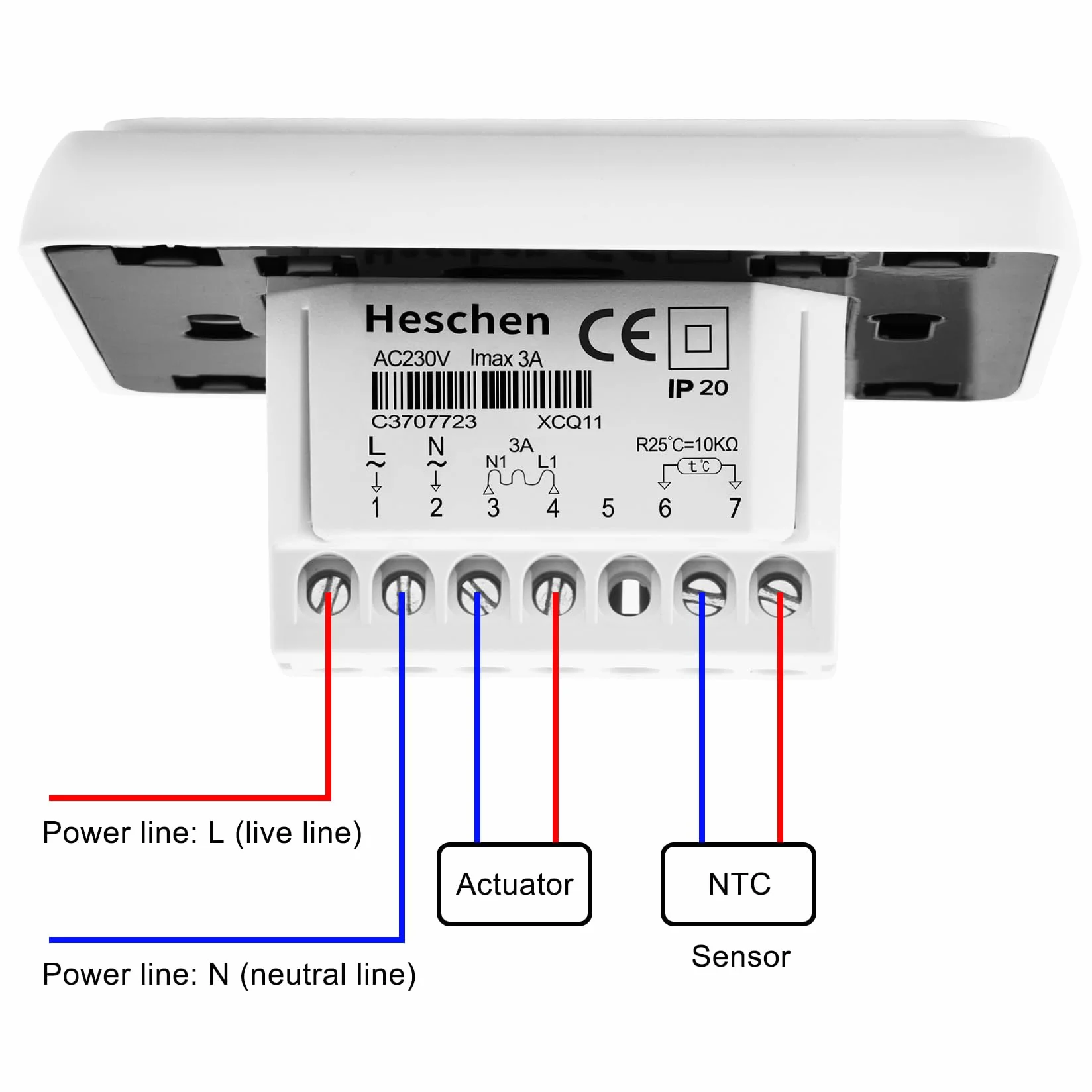Heschen HS-E806 Programowalny termostat pokojowy do ogrzewania podłogowego, cyfrowy regulator temperatury LCD z 6-okresowym programowaniem tygodniowym, 220 V/230 V, 3 A, niepalny PC