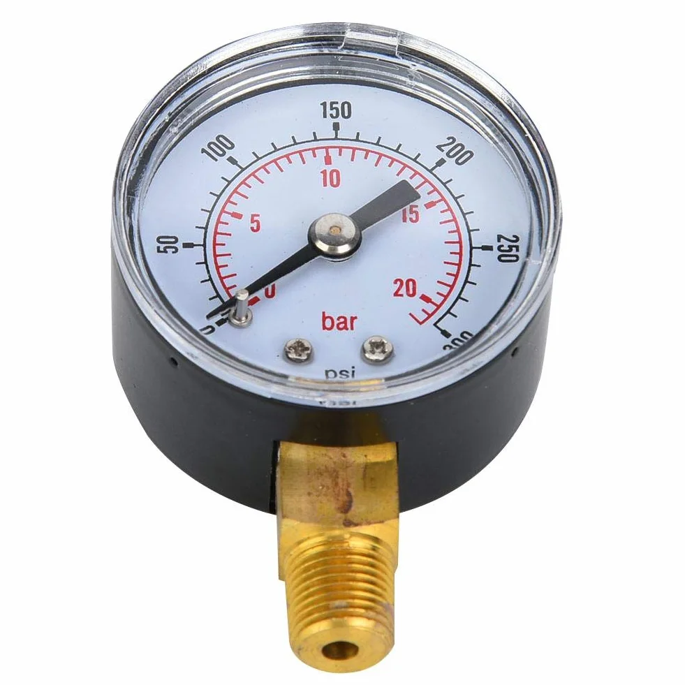 Manometr mechaniczny, manometr BSPT 1/8 cala do powietrza, oleju i wody (0-300 psi, 0-20 bar)