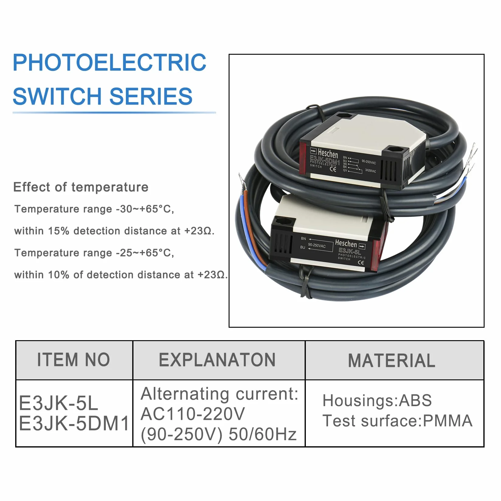 Heschen przełącznik fotoelektryczny E3JK-5DM1-5L AC 90-250 V 5 m